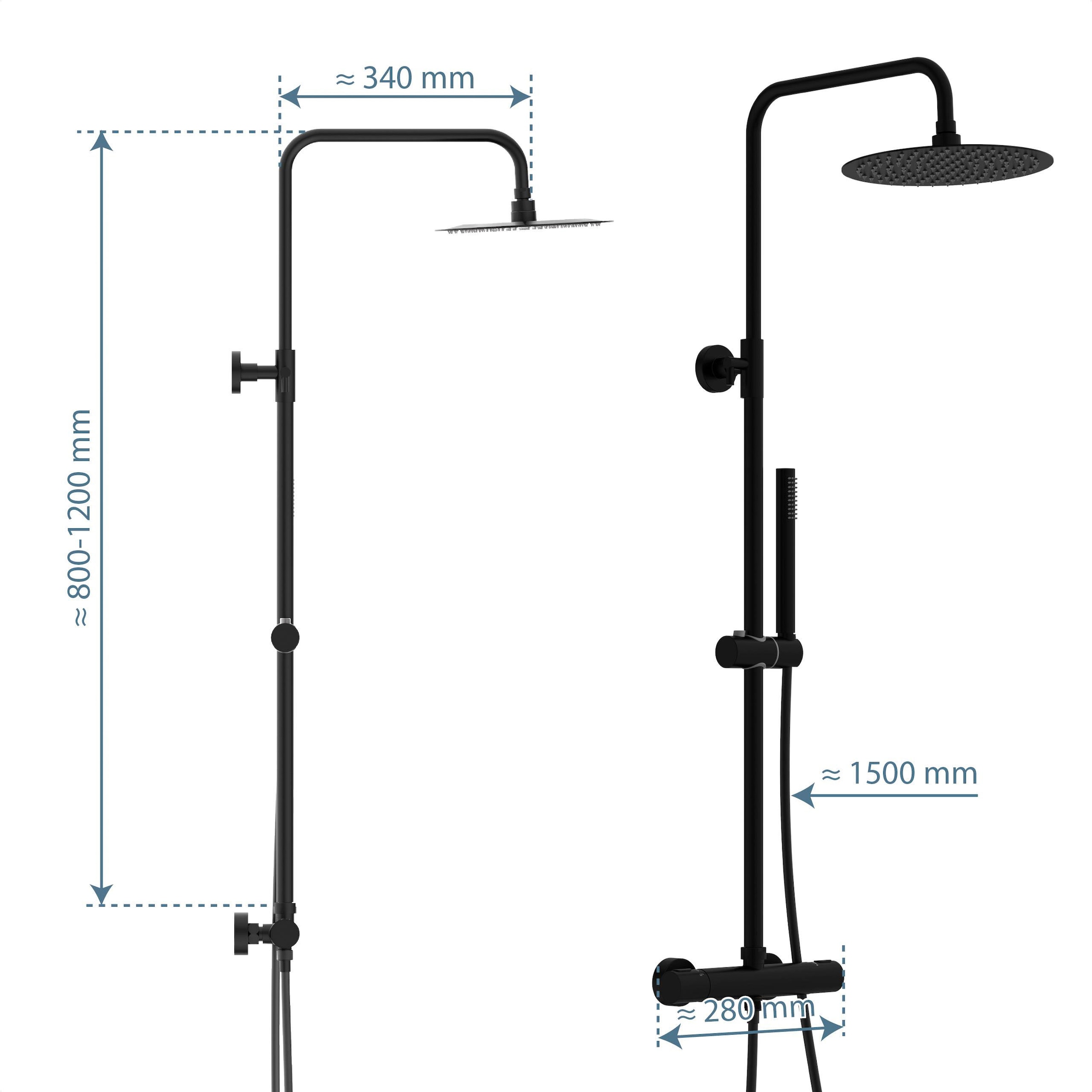 Schütte Brausegarnitur »AQUADUCT«, höhenverstellbar 80-120 cm, Antikalk, wassersparend