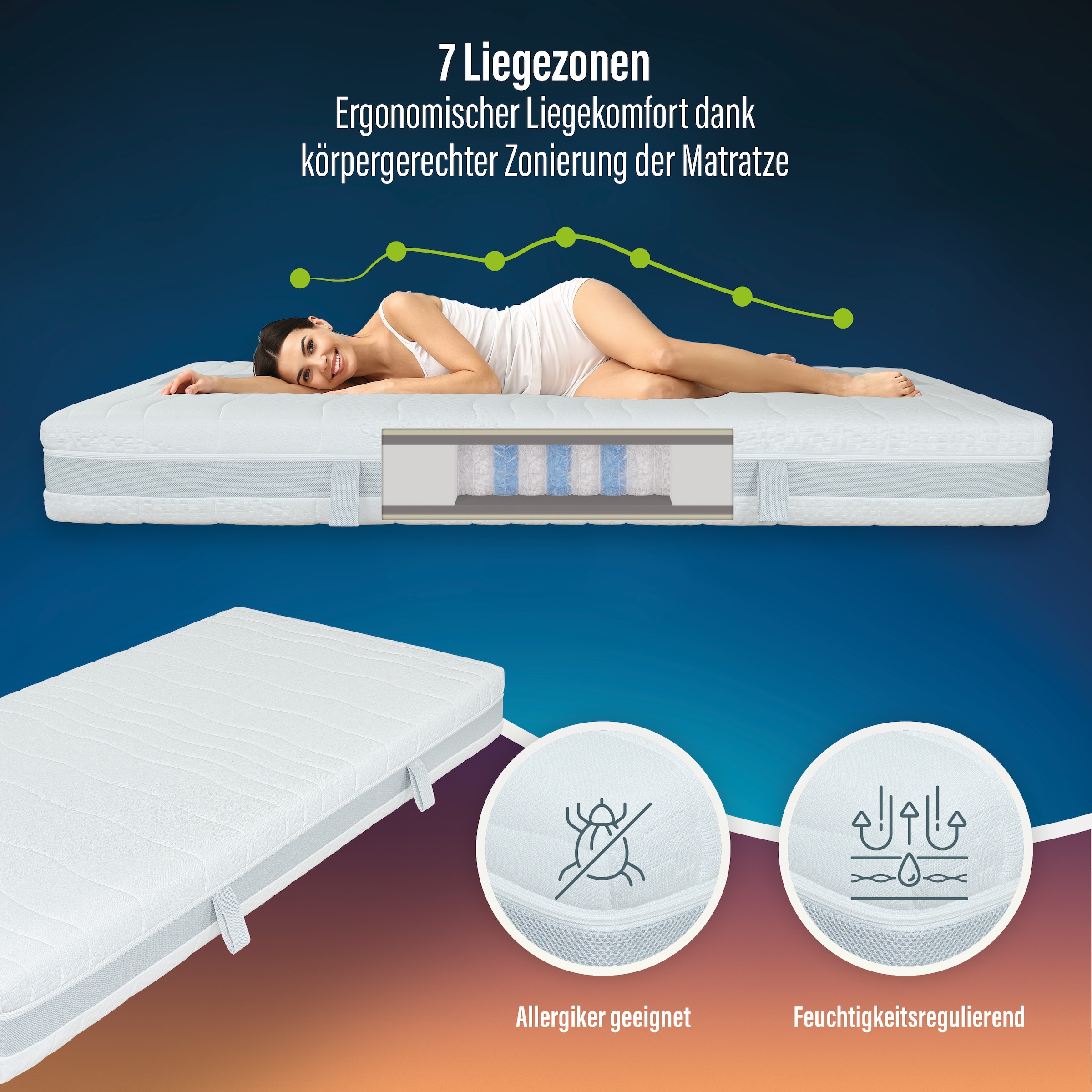 Beco Taschenfederkernmatratze »Feel Like Latex TWIN, Matratze 90x200 cm, 140x200 cm und mehr« 22 cm hoch 500 Federn 1 Stk. tlg. Premium-Hybridmatratze für besten Schlafkomfort, atmungsaktiv