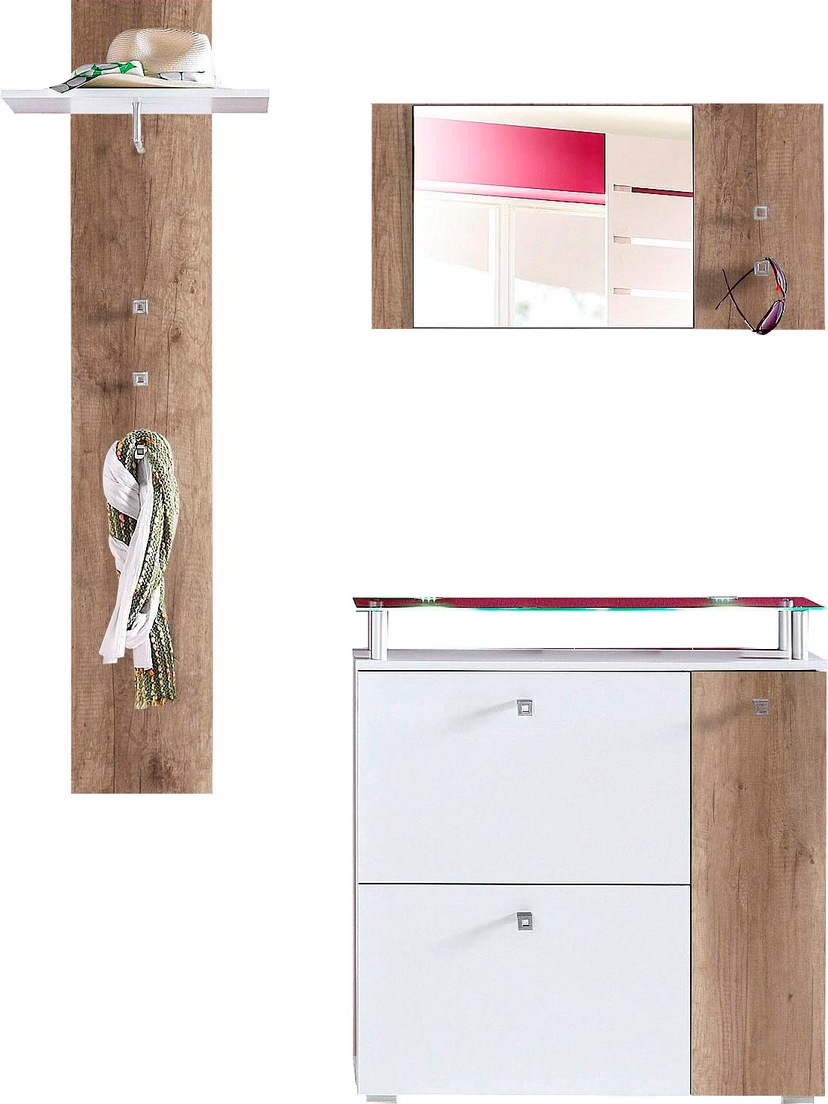 Garderoben-Set, (Set, 3 St.), mit Glasablage