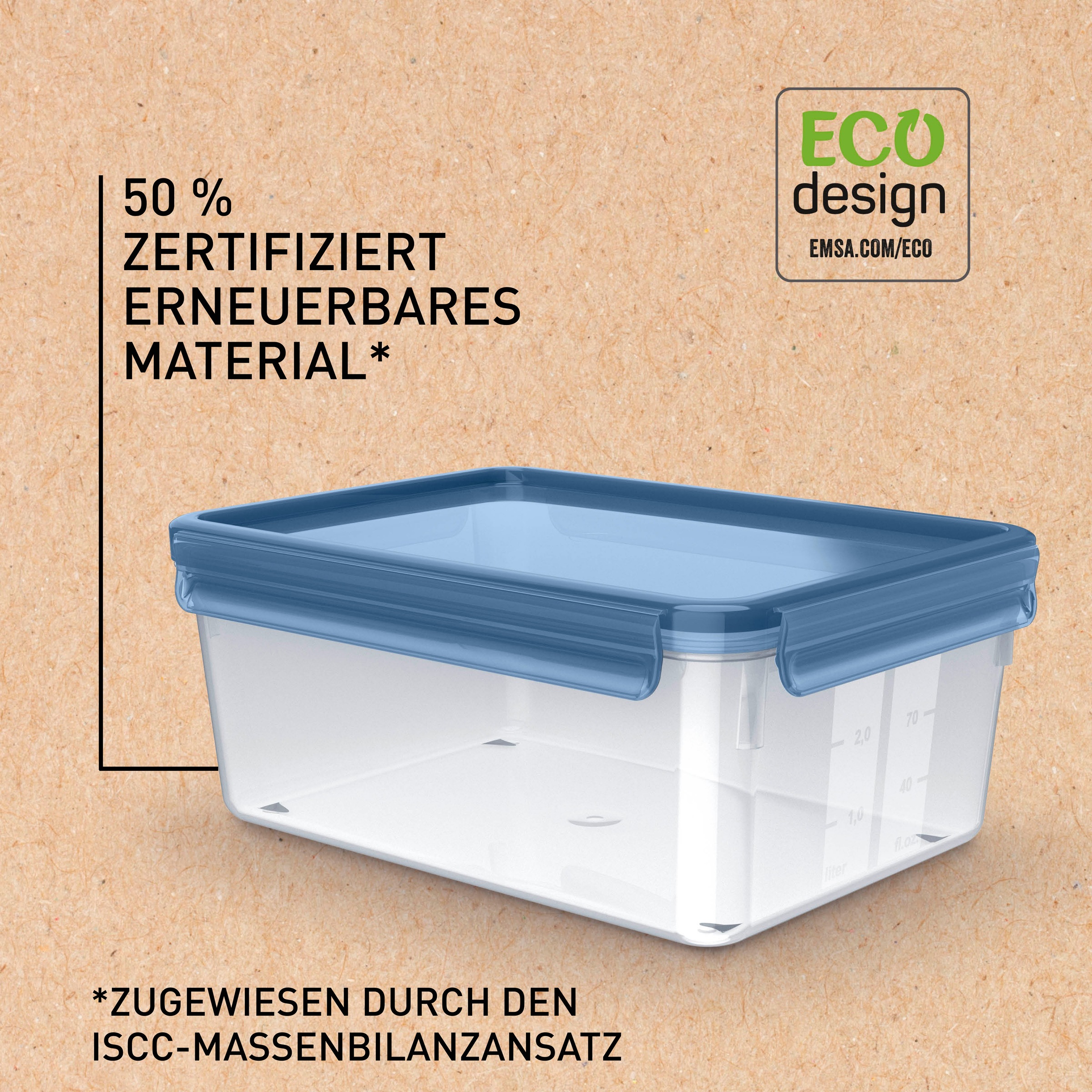 Emsa Frischhaltedose »Clip & Close Eco«, (1 tlg.), 100% dicht, mikrowellen-/spülmaschinen-/gefriergeeignet