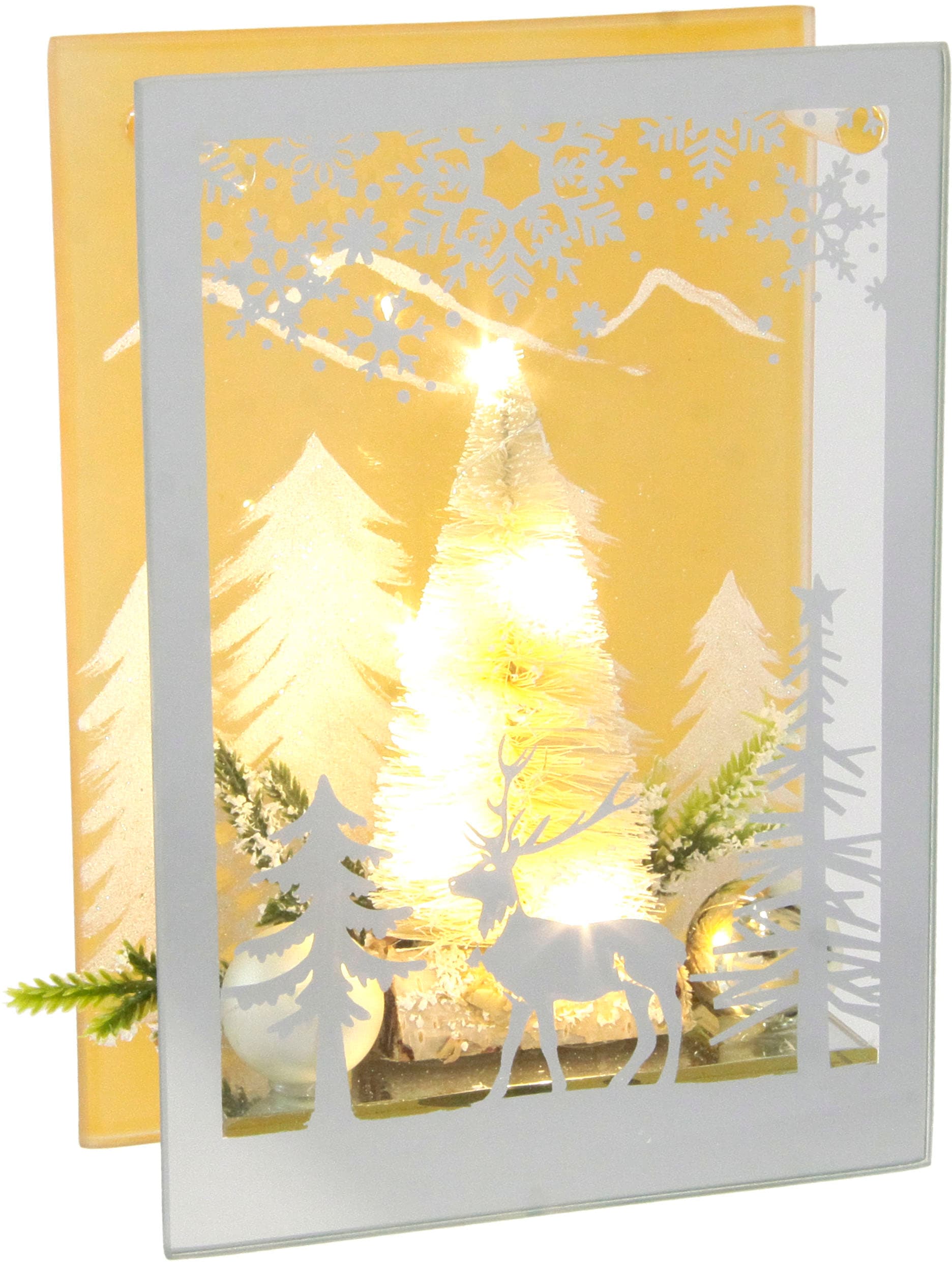 I.GE.A. Dekoobjekt »Aus Glas«, Mit LED Licht und mini Tannenbaum, 3D Bild  Dekoration auf Raten kaufen