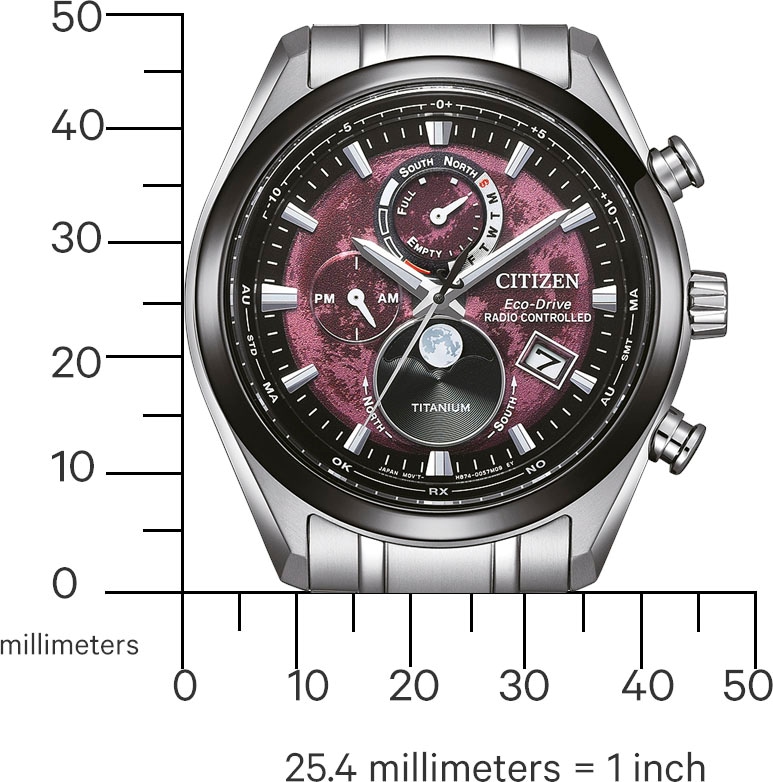 Citizen Funkchronograph »Tsuki-yomi«, Armbanduhr, Herrenuhr, Solar, Titan, Stoppfunktion, Mondphase