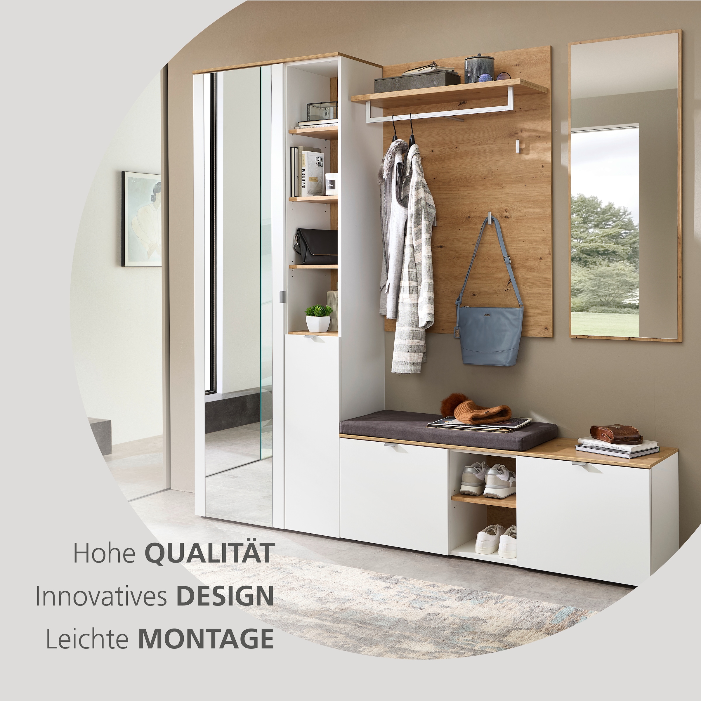 Innostyle Schuhschrank »Bari Schuhbank inkl. Sitzkissen, BxHxT 128x50x38 cm« 1 Stk. tlg. 2 türig, 6 Fächer, Softclose, ABS Kantenschutz