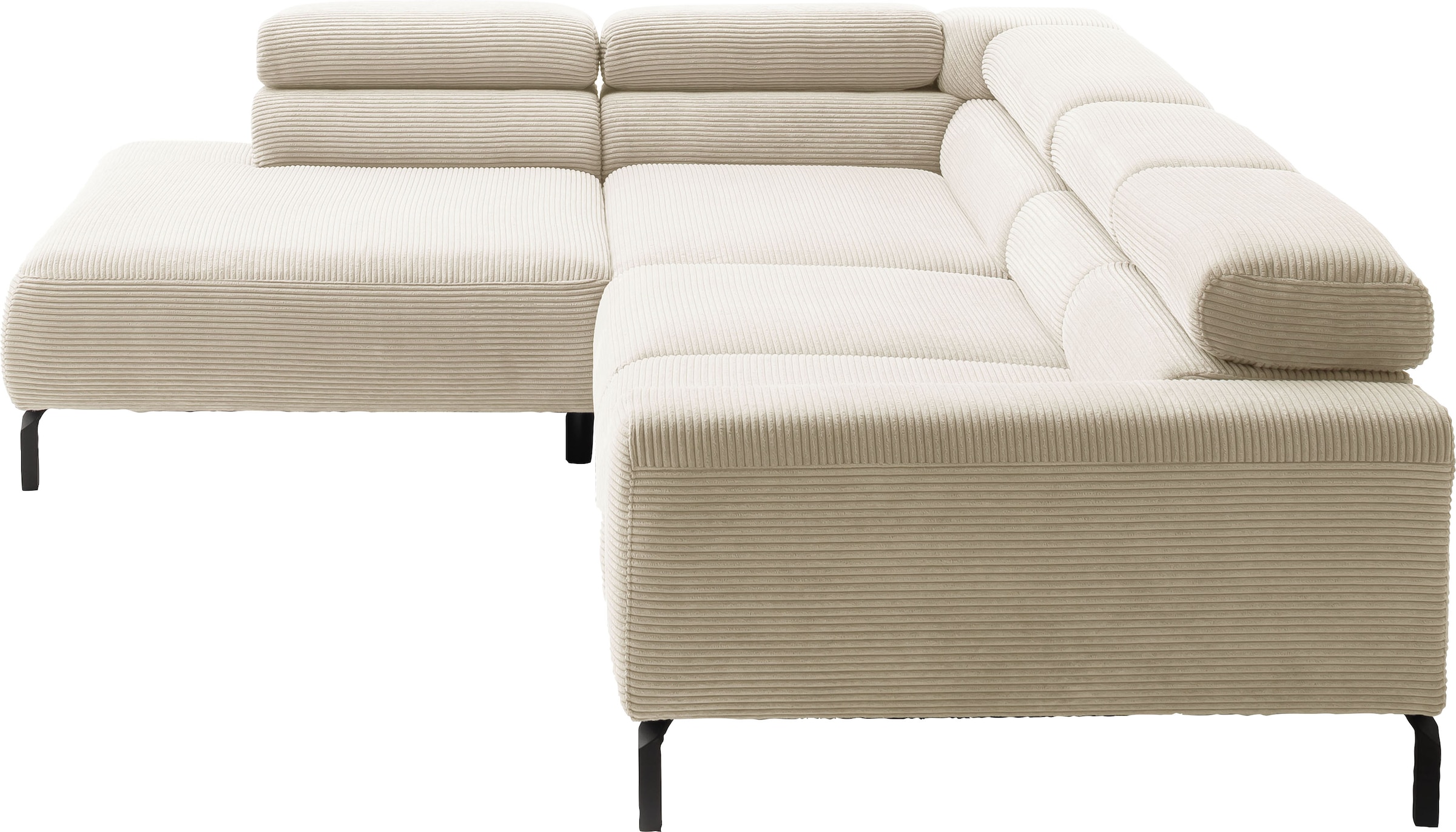 Places of Style Ecksofa »Antonelli, L-Form, inkl. Kopfteilverstellung, Breite 312 cm«, mit elektrischer Sitztiefenverstellung, in Cord, natur