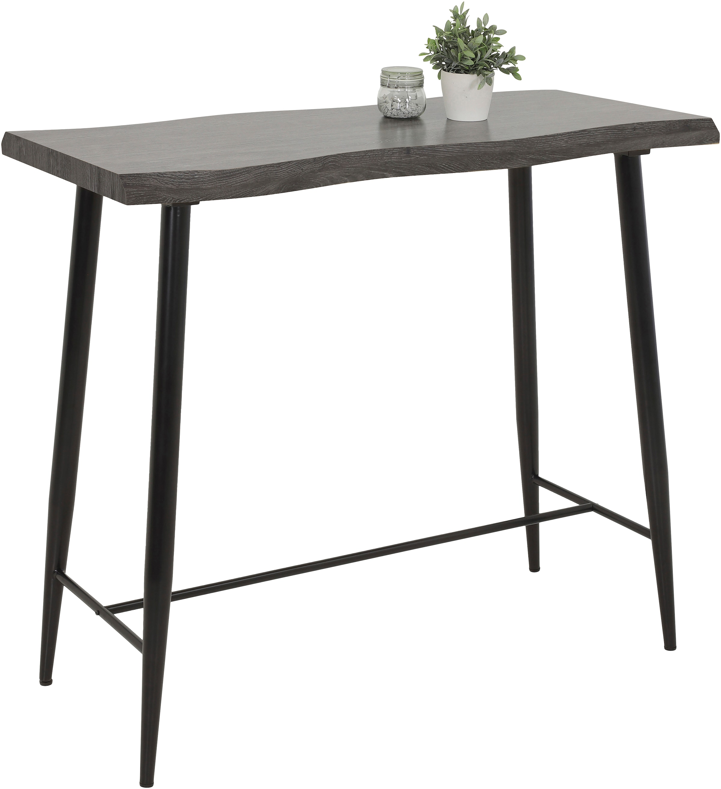 HELA Bartisch »GABI«, Baumkantentisch, 120 cm Breite, Industrial Design, Wildeiche oder Grau