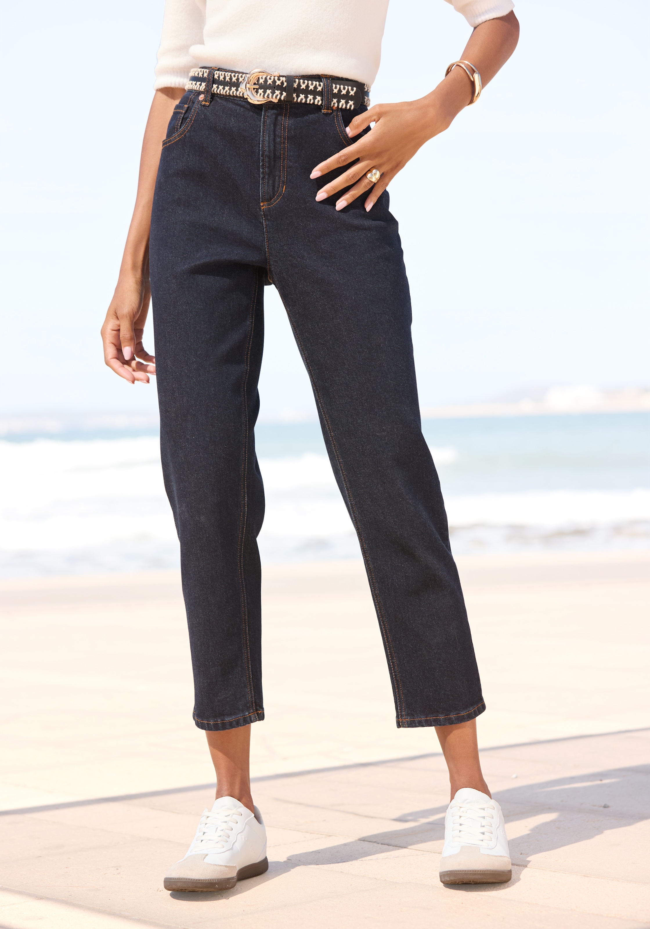 LASCANA Mom-Jeans, mit hohem Bund. elastische Denimware