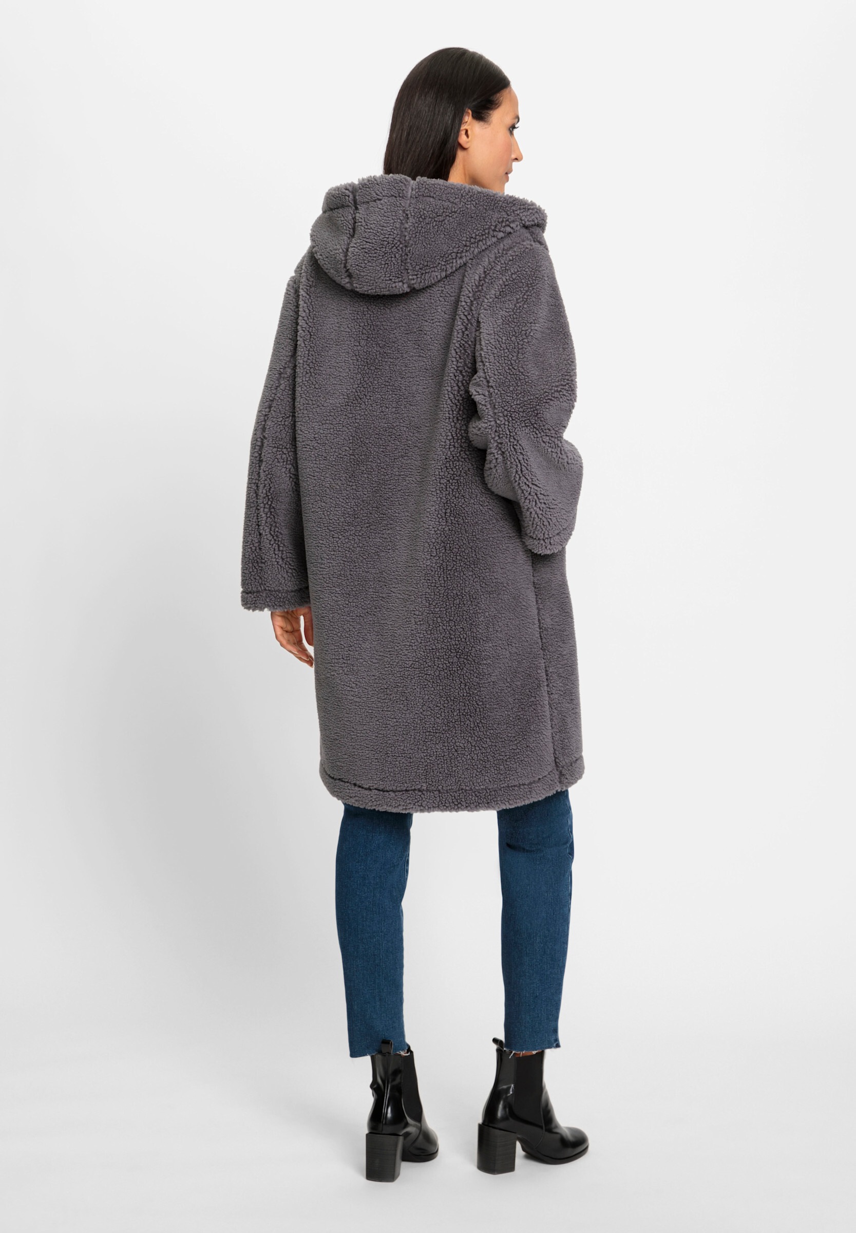 heine Langjacke »Mantel Fleecemantel mit Knopfleiste« mit Kapuze