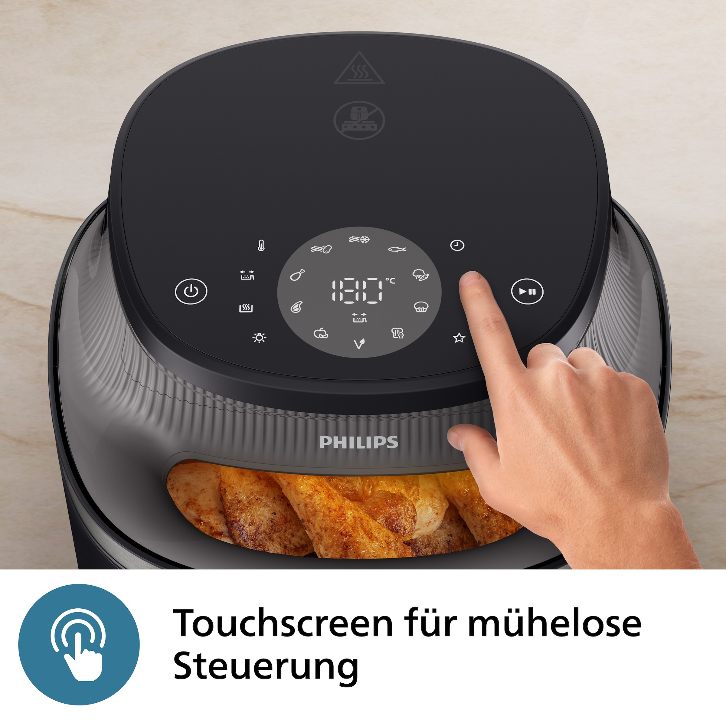 Philips Heißluftfritteuse »Airfryer 3000 NA342/00, mit 7.2L, Sichtfenster«, 2000 W, RapidAir Plus Technologie und 16 Kochfunktionen; Schwarz/Kupfer