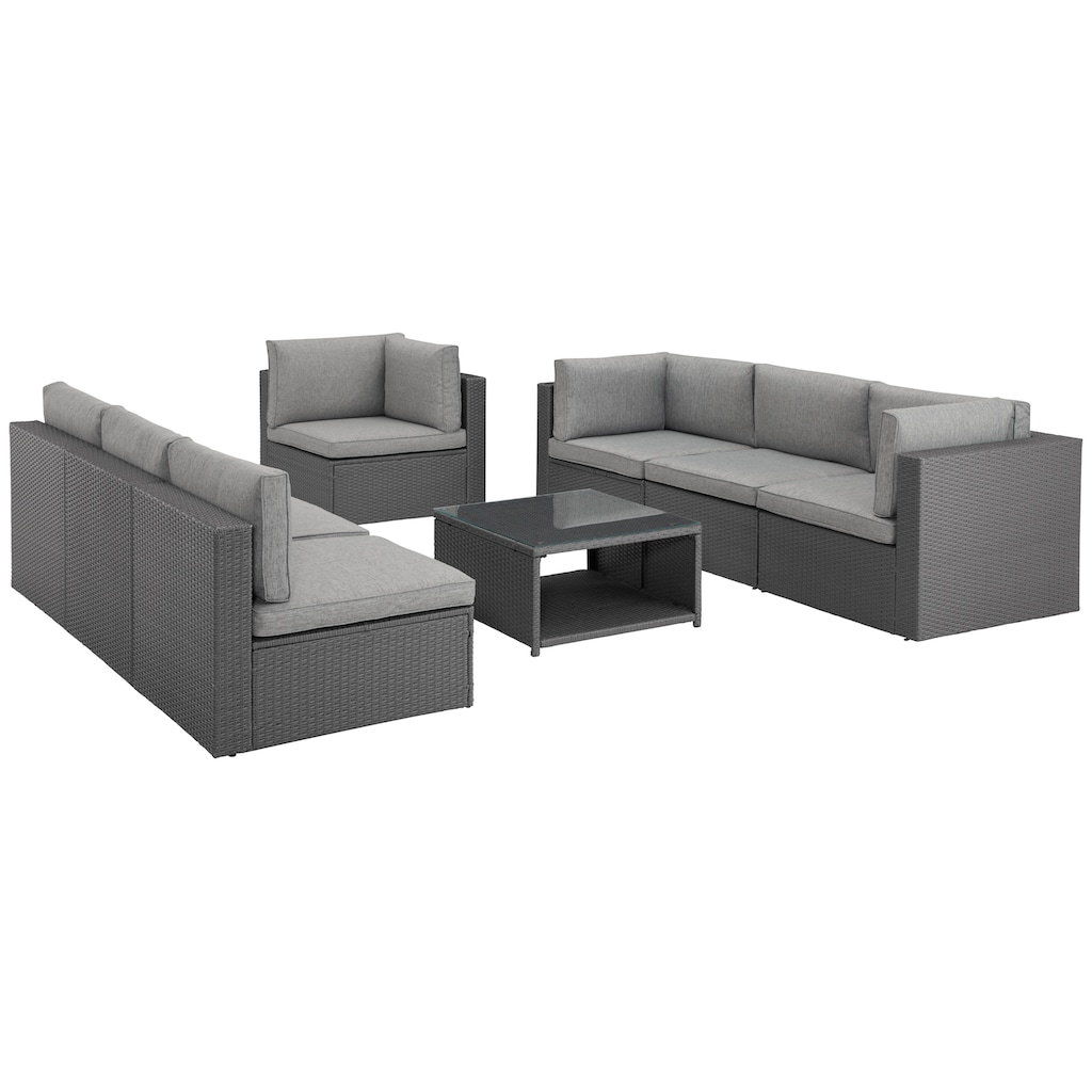 KONIFERA Gartenlounge-Set »Malta«, (25 tlg.), Ecklounge, Sessel, Tisch 69x69 cm, mit GRATIS-Zugabe: 1 zweiter Tisch