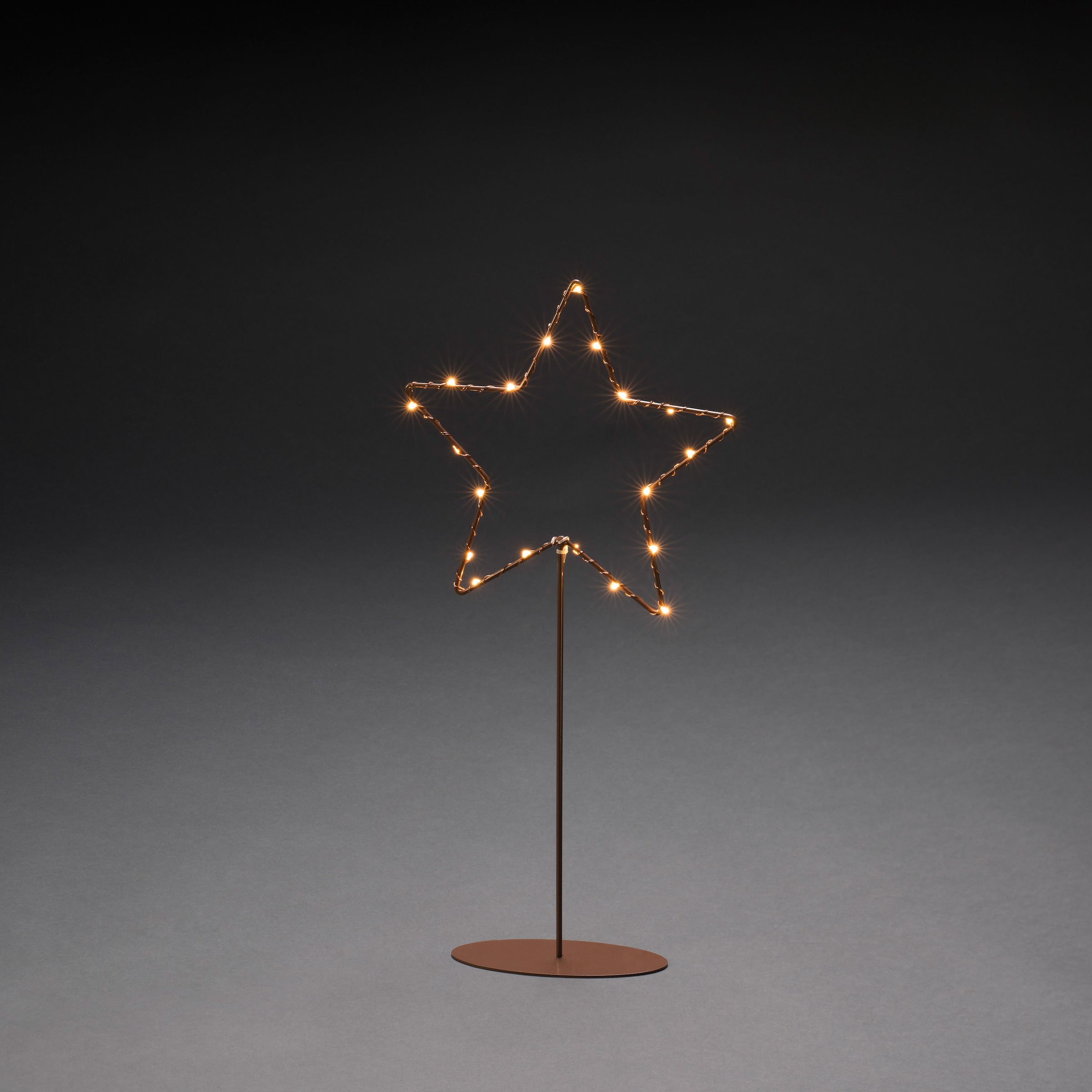 KONSTSMIDE LED Stern »Weihnachtsstern, Weihnachtsdeko«, 20 flammig, Leuchtmittel LED-Modul | LED fest integriert, LED Metallstern mit Metall-Fuß, kupferfarben lackiert