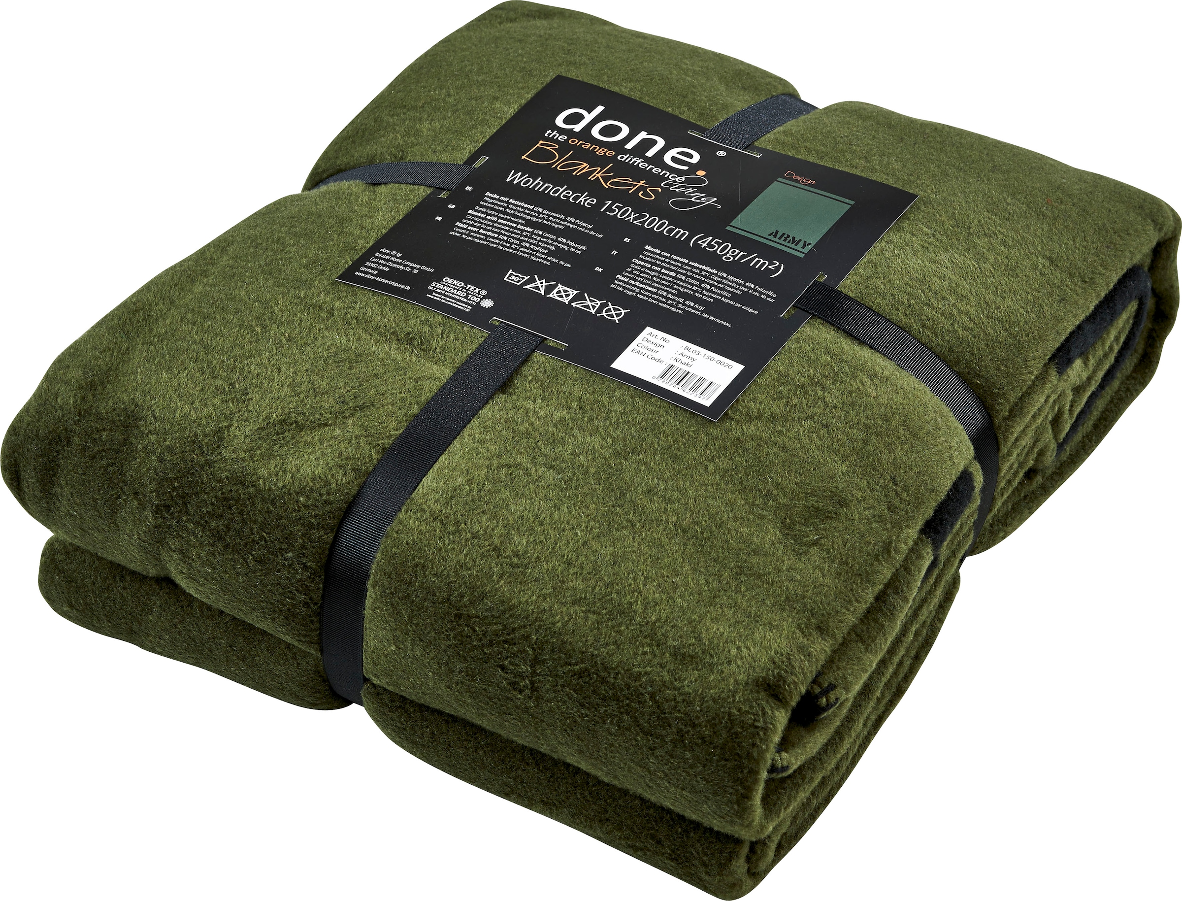 done.® Wohndecke »Army«, Wohndecke mit einfassender Ziernaht, Kuscheldecke