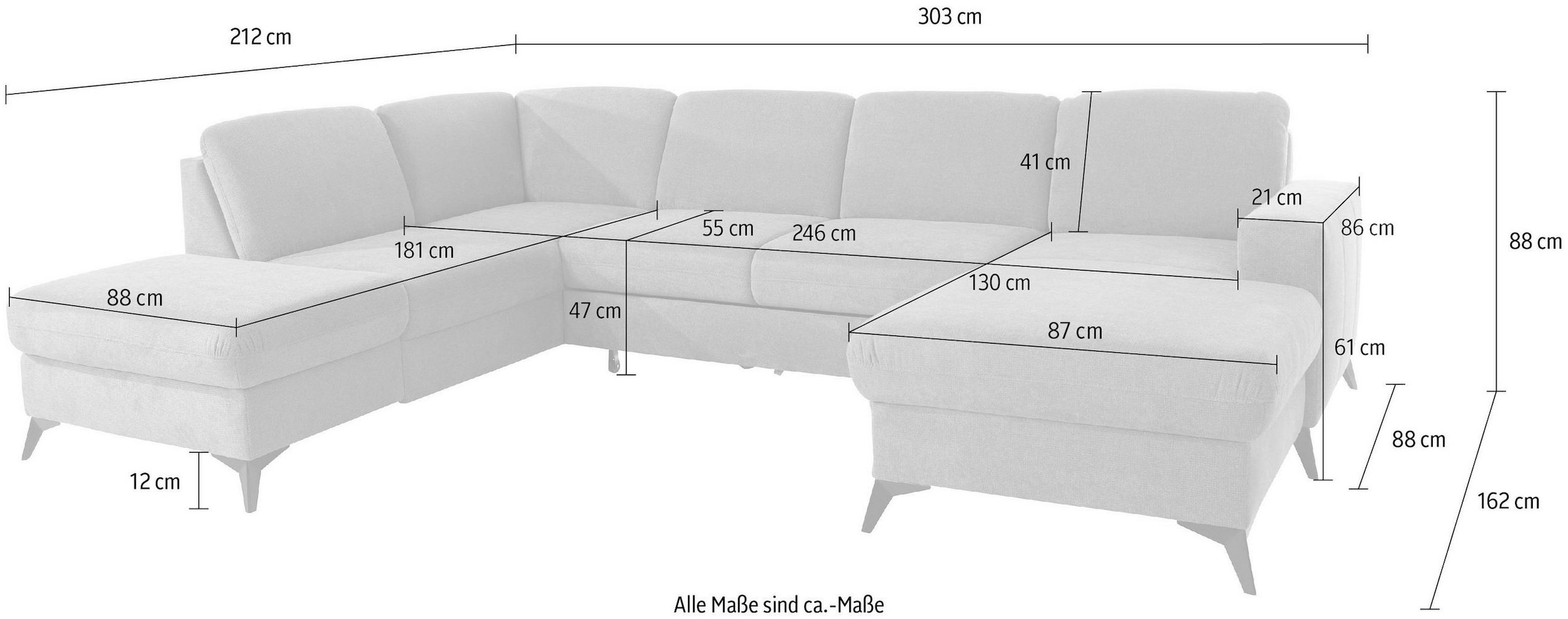 Home affaire Wohnlandschaft »Lolland U-Form« Wahlweise mit Bettfunktion und Stauraum, auch mit abwischbarem Bezug