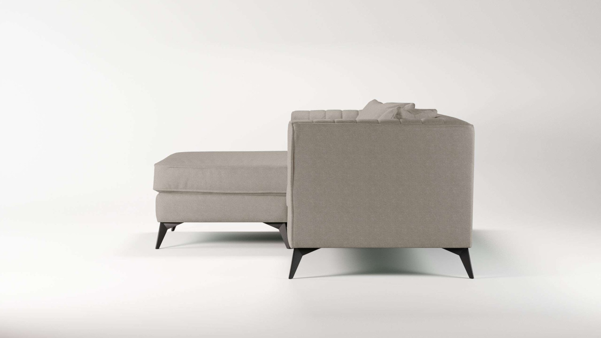 Places of Style Ecksofa »MATTHEW L-Form ideal für kleine Räume, Maße B/T/H: 201/162/74 cm«, elegantes Designsofa, feine Steppung im Rücken, incl. Zierkissen
