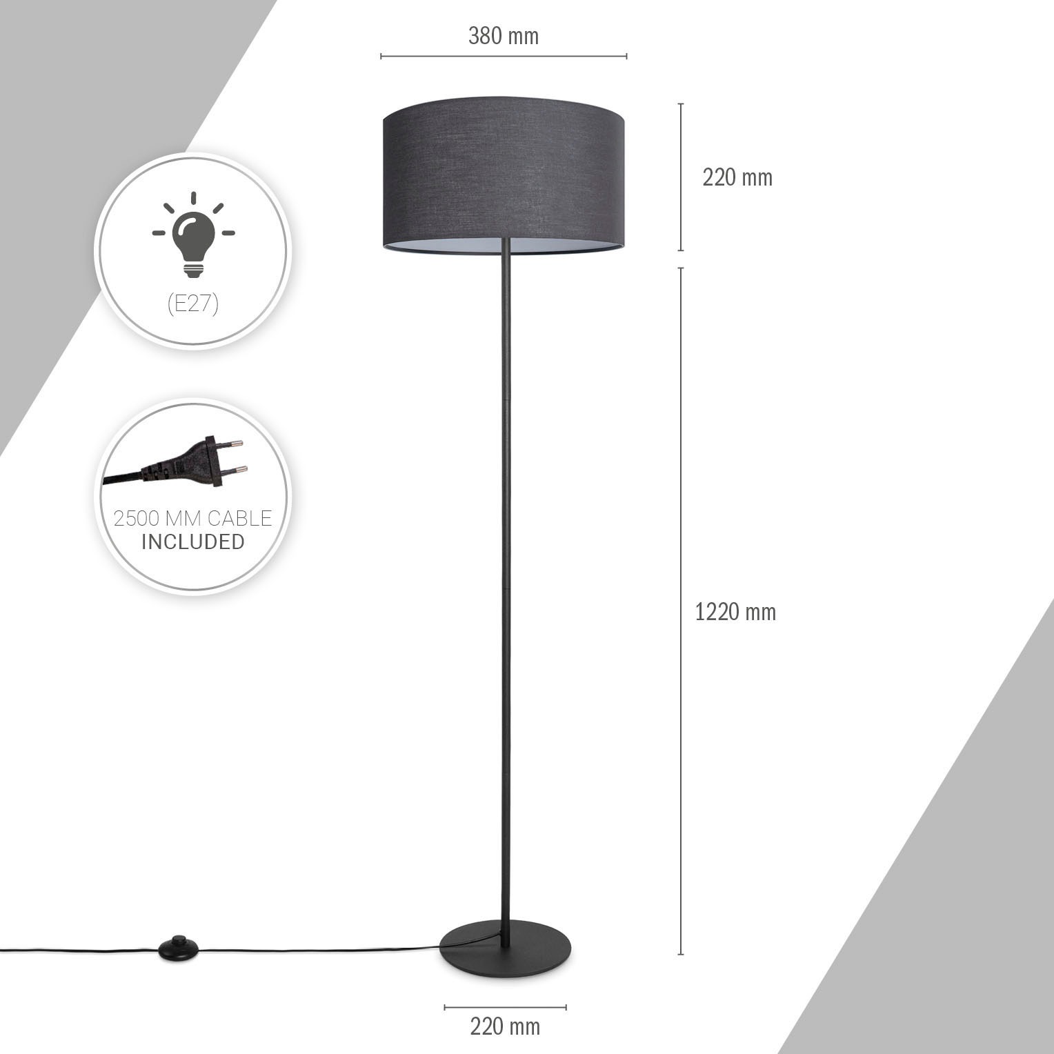Paco Home Stehlampe »Uni Color«, 1 flammig, Leuchtmittel E27 | ohne Leuchtmittel, LED Modern Wohnzimmer Schlafzimmer, Einbeinig, Deko Stehleuchte E27