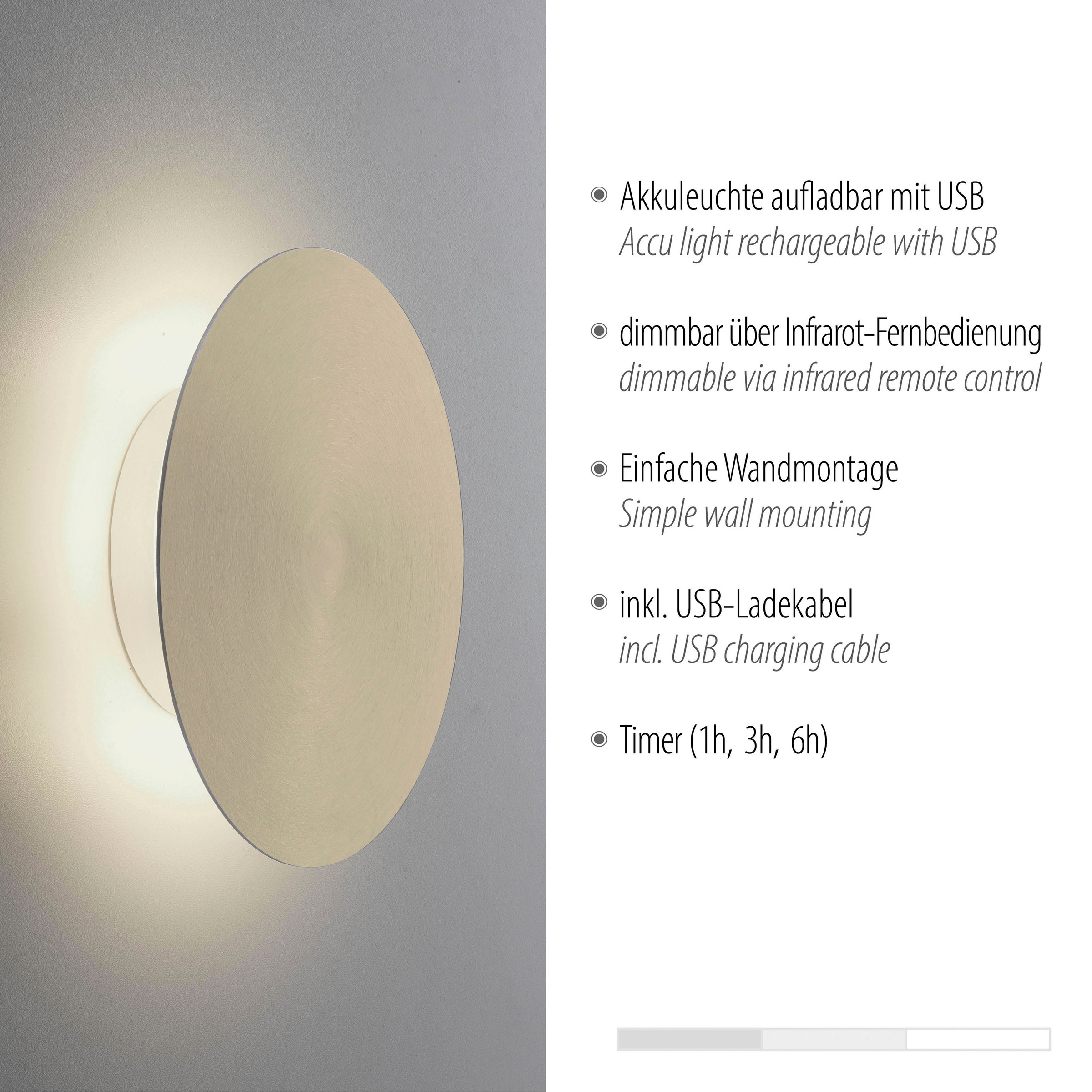 Paul Neuhaus Wandleuchte »AKKU PUNTU«, 1 flammig, Leuchtmittel LED-Board | LED fest integriert