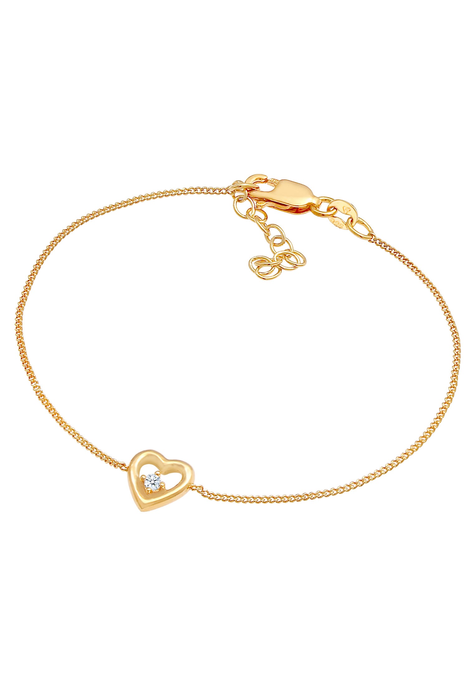 Elli DIAMONDS Armkette »Armband Herz Liebe Romantik Diamant (0.03 ct) 925 Silber«