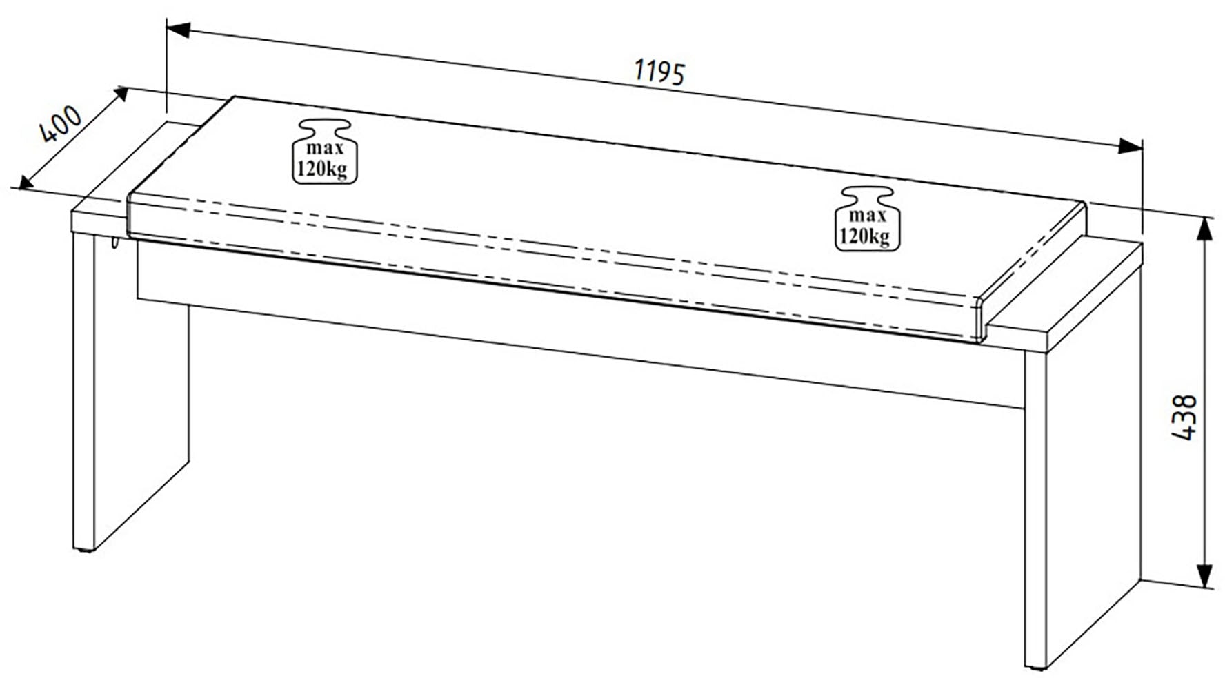 Innostyle Essbank »INA Sitzbank, 126 x 49 x 40 cm (B/H/T)« 1 Stk. tlg. inkl. Sitzkissen