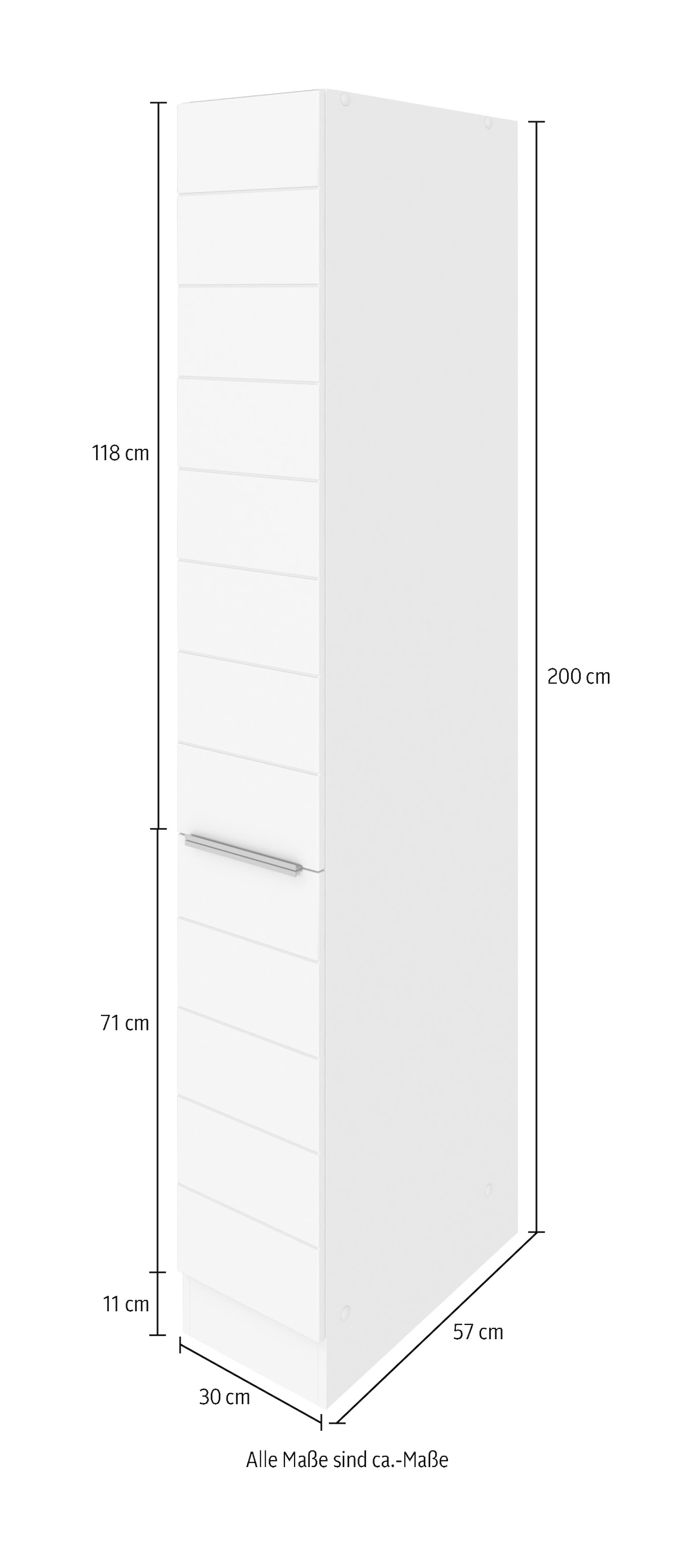 KOCHSTATION Apothekerschrank »KS-Luhe« 30 cm breit, hochwertige MDF-Fronten mit waagerechter Lisene