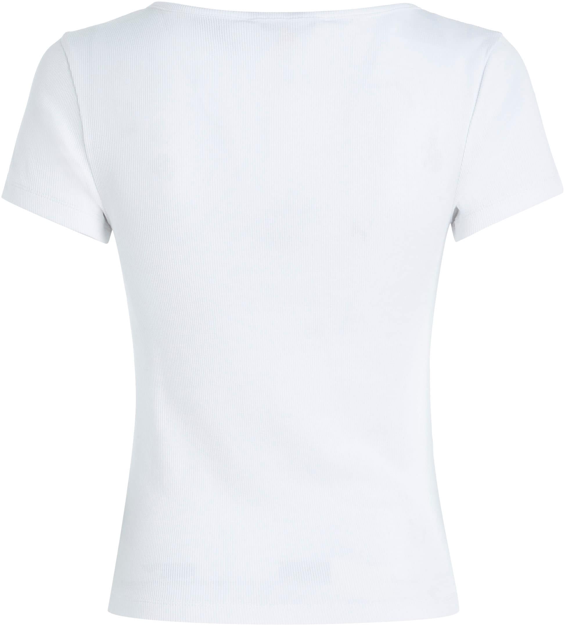 Tommy Jeans T-Shirt BBY ♕ RIB Logostickerei Jeans BUTTON bei mit Tommy C-NECK«, »TJW
