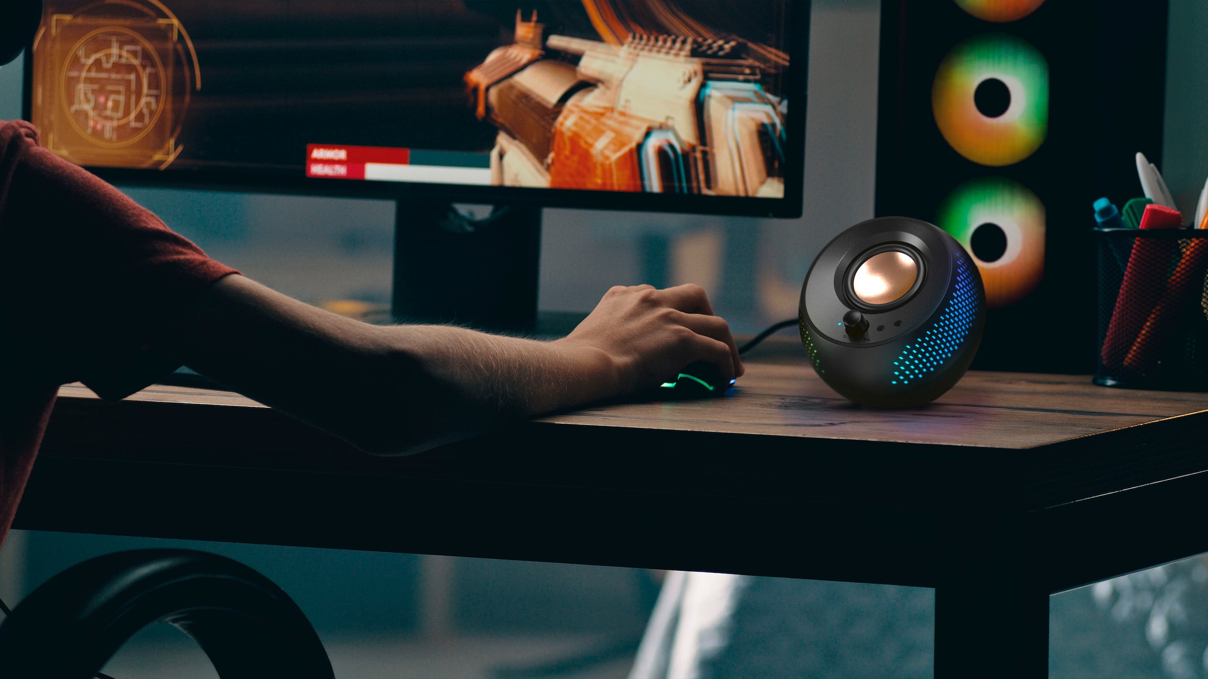 Creative PC-Lautsprecher »Pebble X 2.0, Bluetooth 5.3, USB-C, RGB-Beleuchtung«, Kabelloses Streaming