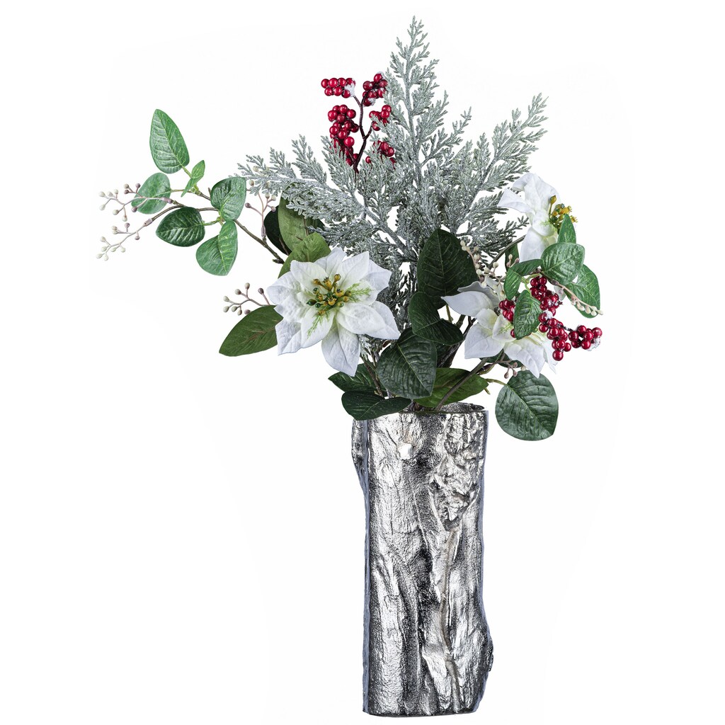 Creativ deco Dekovase »Weihnachtsdeko«, (Set, 2 St., 1 Vase, 1 Bouquet)