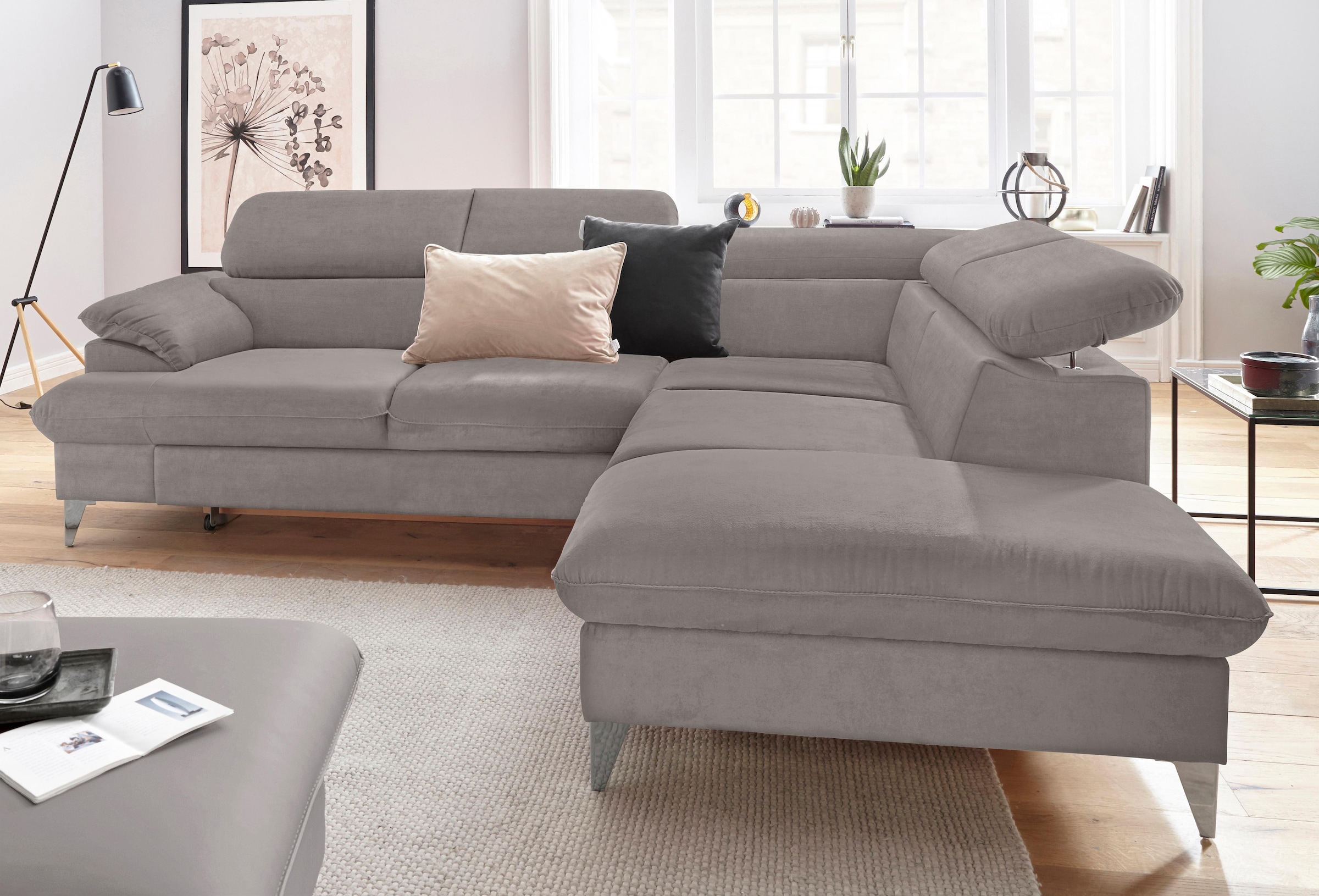 COTTA Ecksofa »Caluso L-Form«, inklusive Kopfteilverstellung, wahlweise mit Bettfunktion