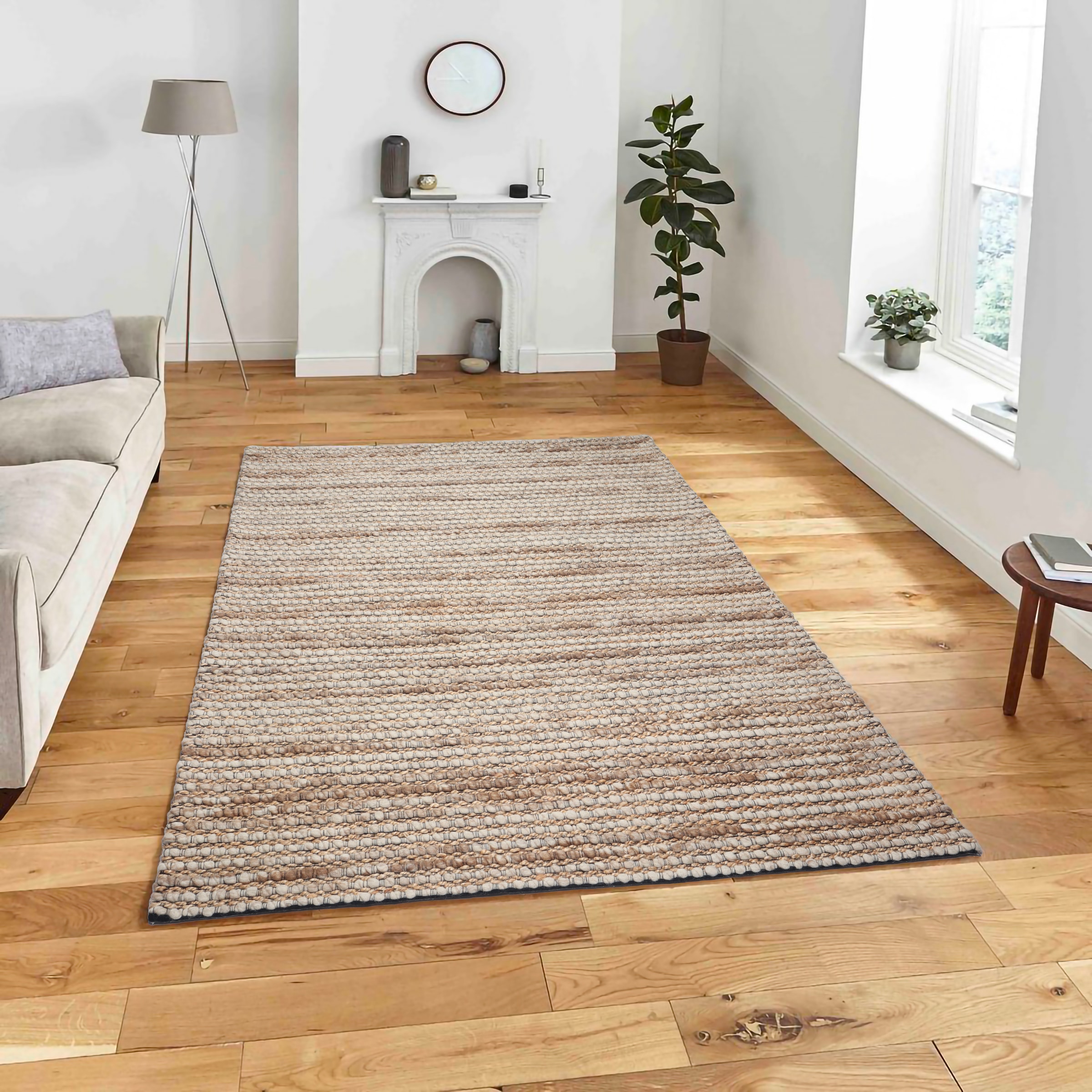 my home Wollteppich »Leevy, Wolle und Jute, handgewebt, Handweb Teppiche«, rechteckig, 25 mm Höhe, schöne Streifenoptik, Wohnzimmer, Schlafzimmer, Esszimmer