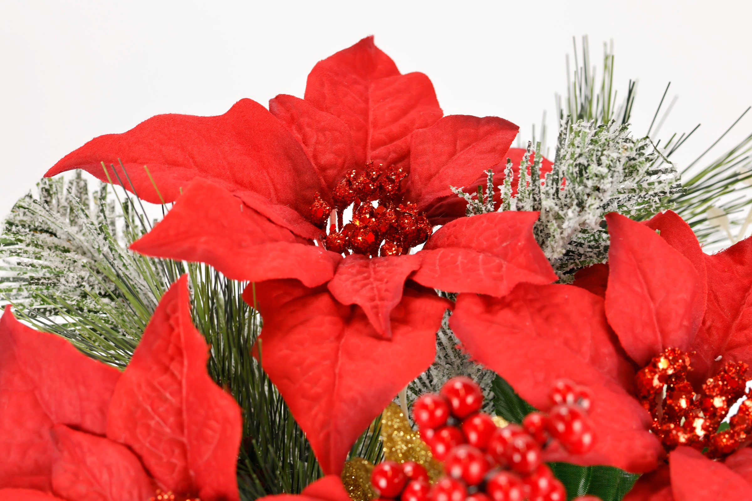 I.GE.A. Kunstblumenstrauß »Bouquet Poinsettia/Beeren/Tannenzweige« 2er Set Weihnachtsblumen Weihnachtsdeko Adventsdeko Christstern Deko