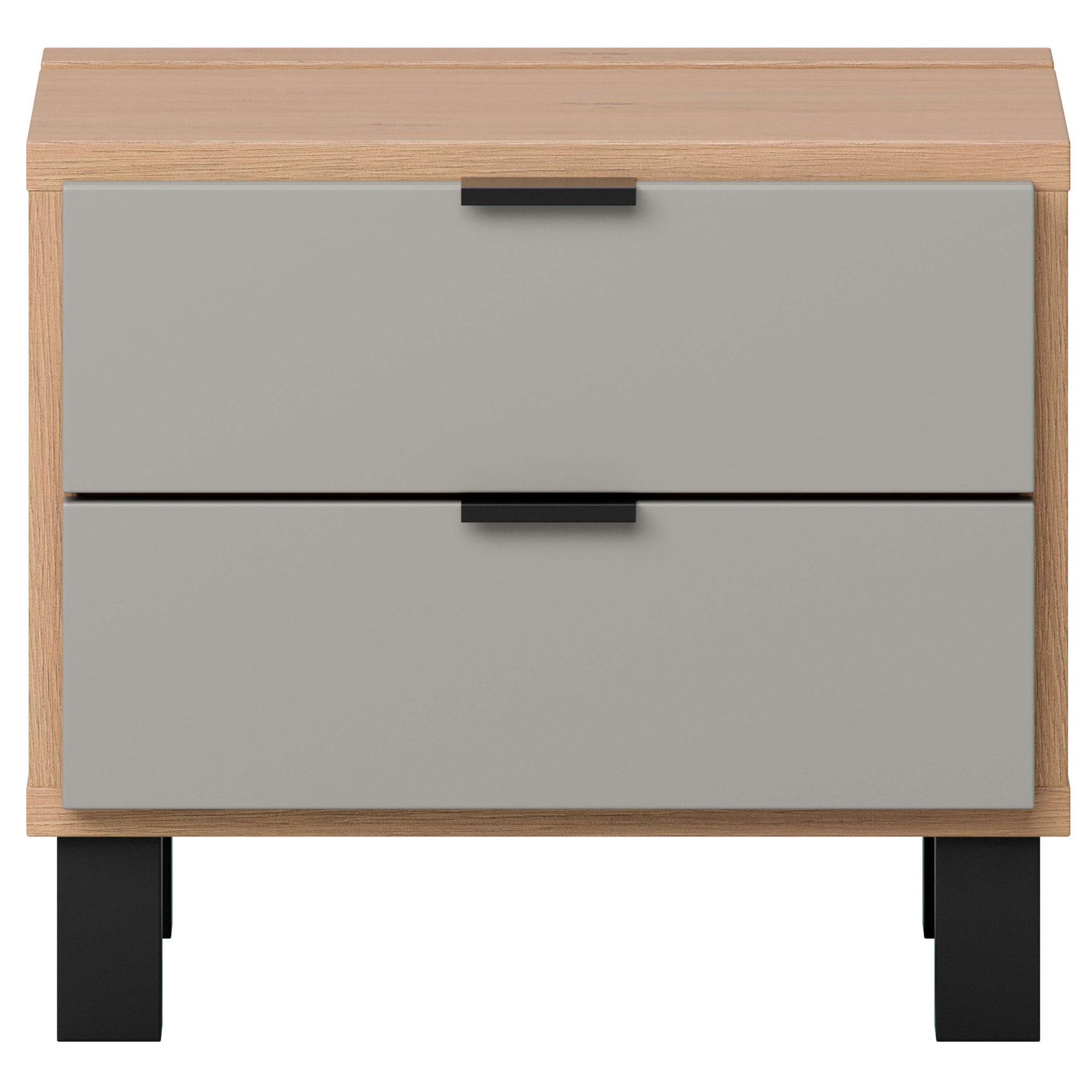 VOX Nachttisch »SIMPLE, obere Schublade mit Beleuchtung, 2 Schubladen, Metallgriffe« B/T/H: 45/38/39 cm,  Tischplatte mit praktischer Aussparung z.B. für Smartphones