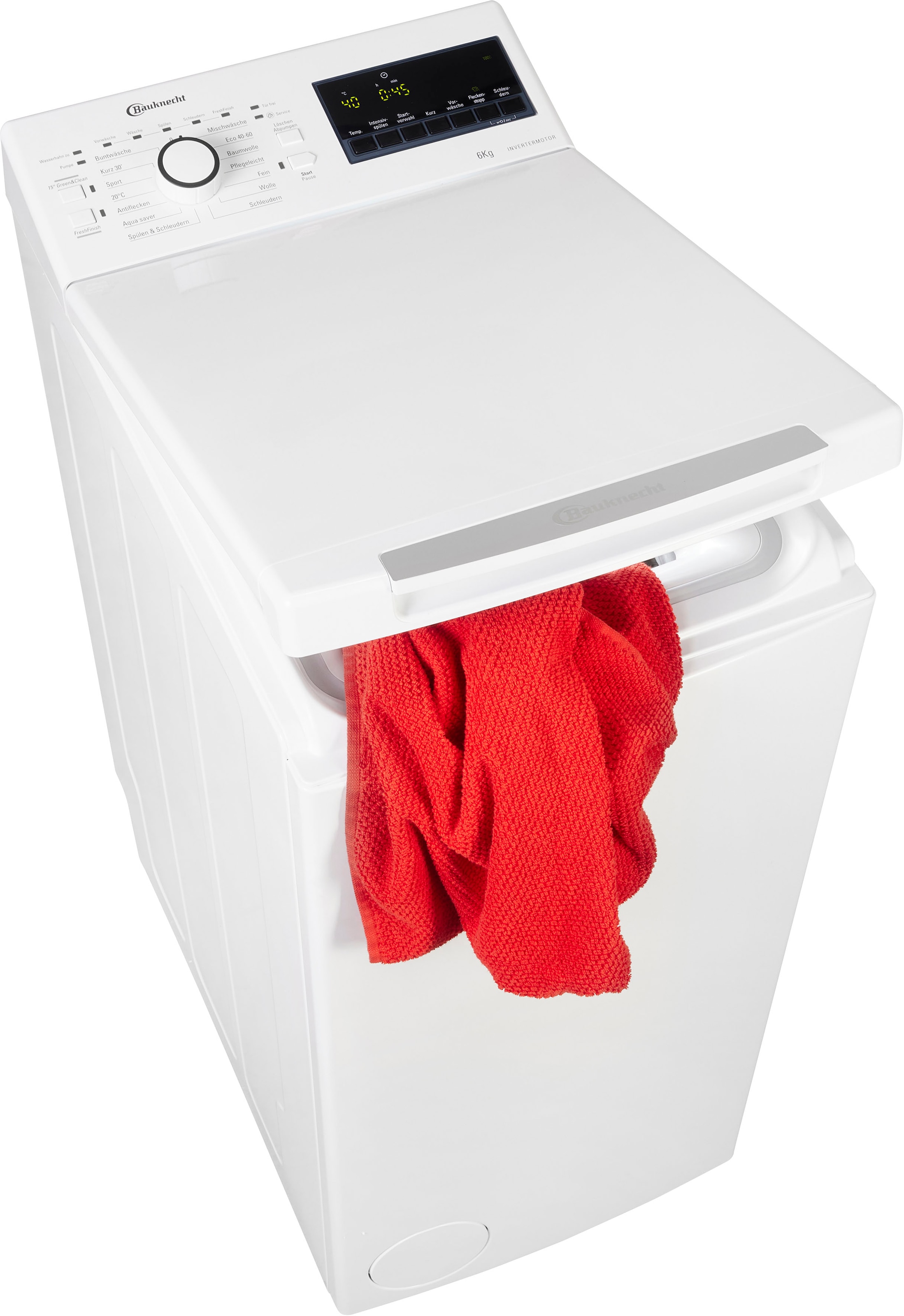 BAUKNECHT, Waschmaschine Toplader »WMT Super Eco 624 A N« 6 kg 1200 U/min Energieeffizienzklasse A, Antiflecken, Vollwasserschutz, weiß, Automatische 