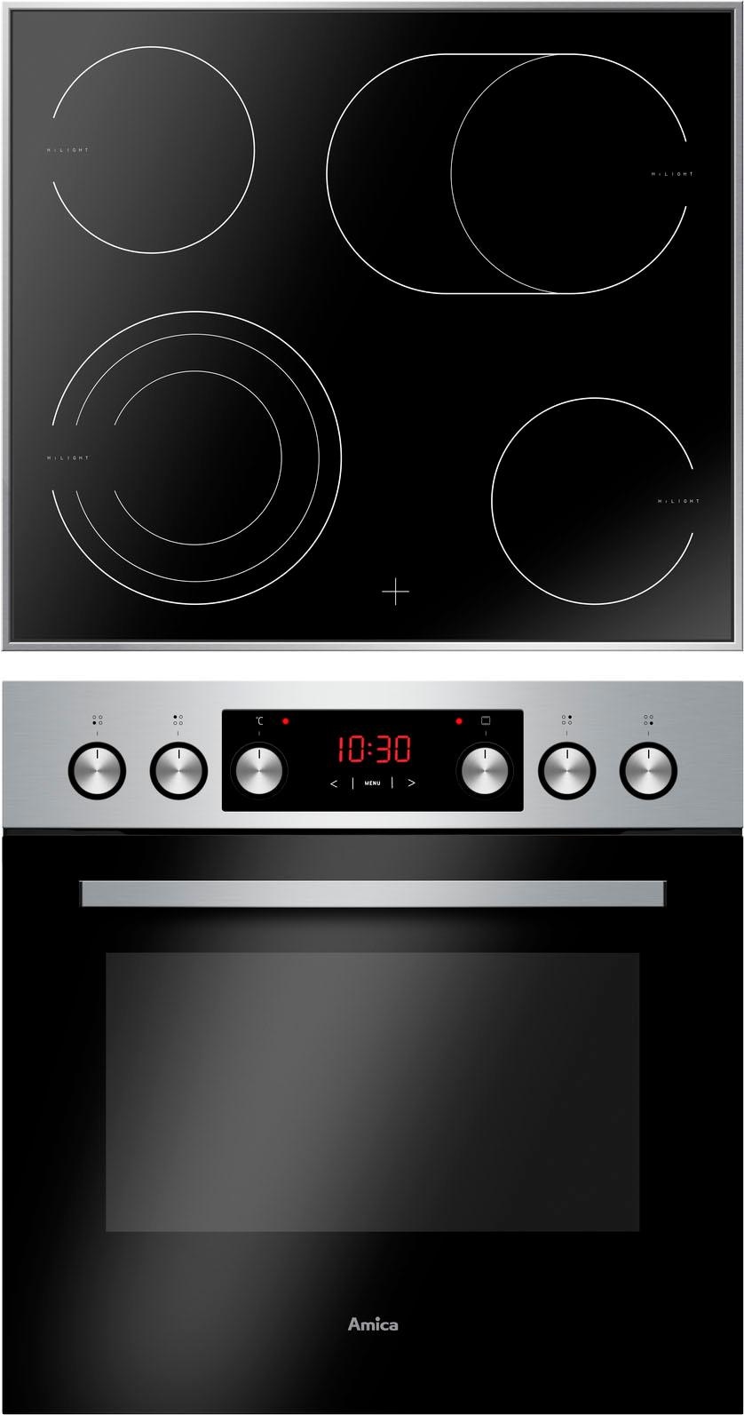 Amica Elektro-Herd-Set »EHCX 933 110 E«, mit 1-fach-Teleskopauszug, Steam Clean, SteamClean
