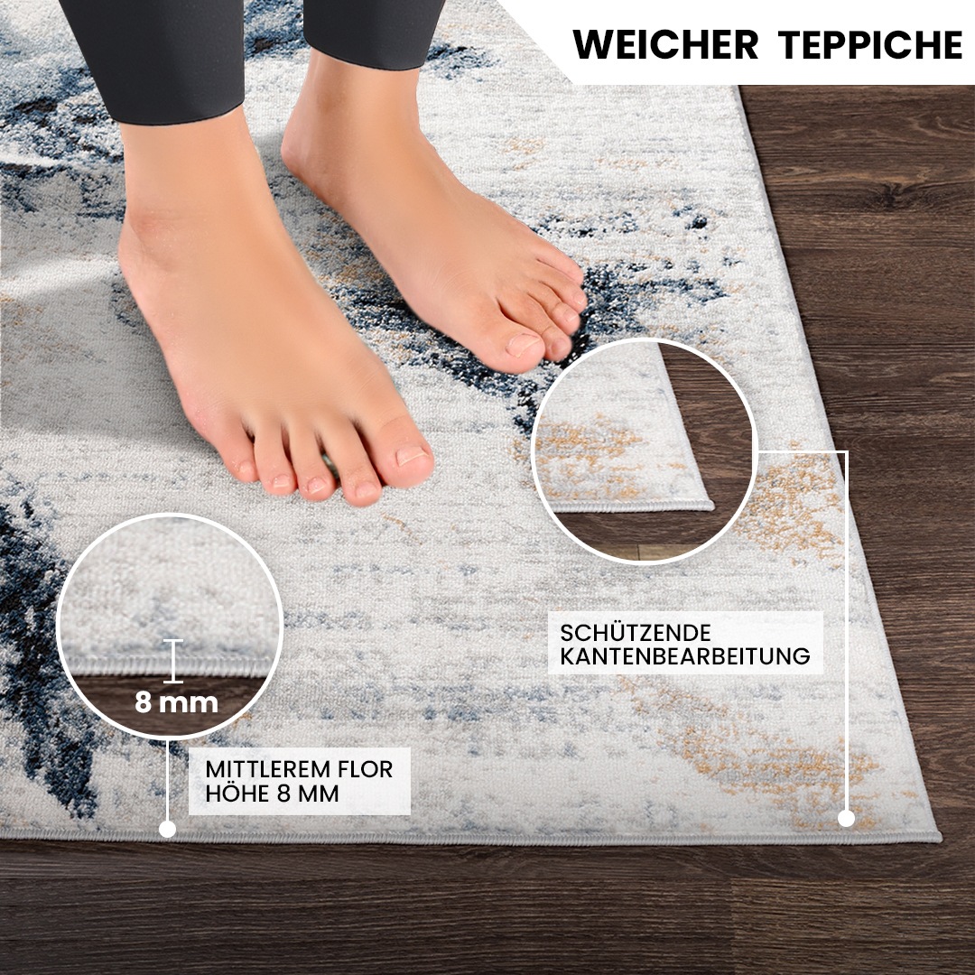 Livabliss Teppich »NEW YORK« rechteckig 10 mm Höhe Moderner Designerteppich in Marmor Optik, Kurzflor Wohnzimmerteppich