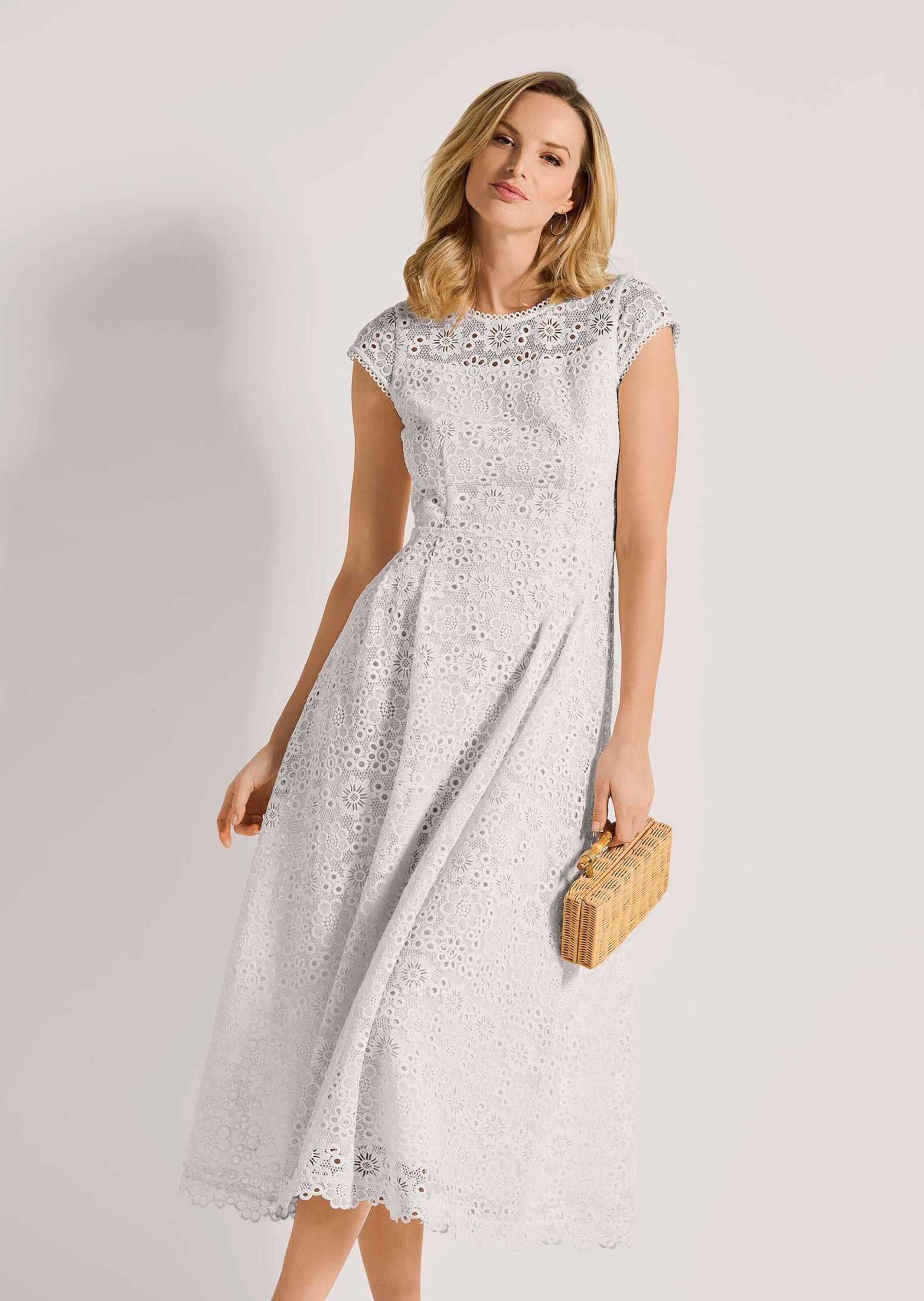 MADELEINE Midikleid »Spitzenkleid Romantisches Festtagskleid mit Spitzenborte«