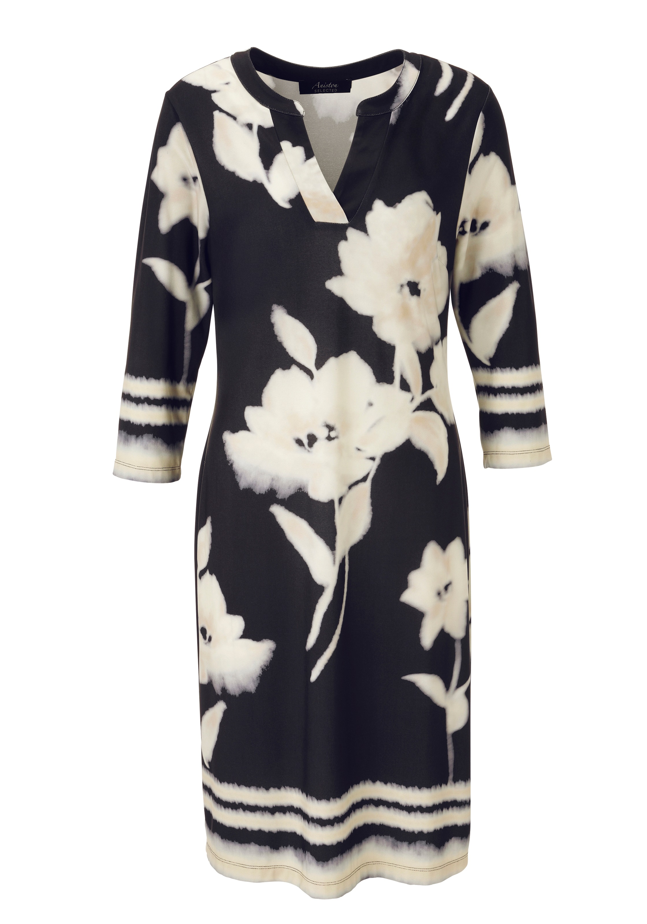 Aniston SELECTED Jerseykleid, mit großflächigen Batik-Blumen und Blüten bedruckt - NEUE KOLLEKTION