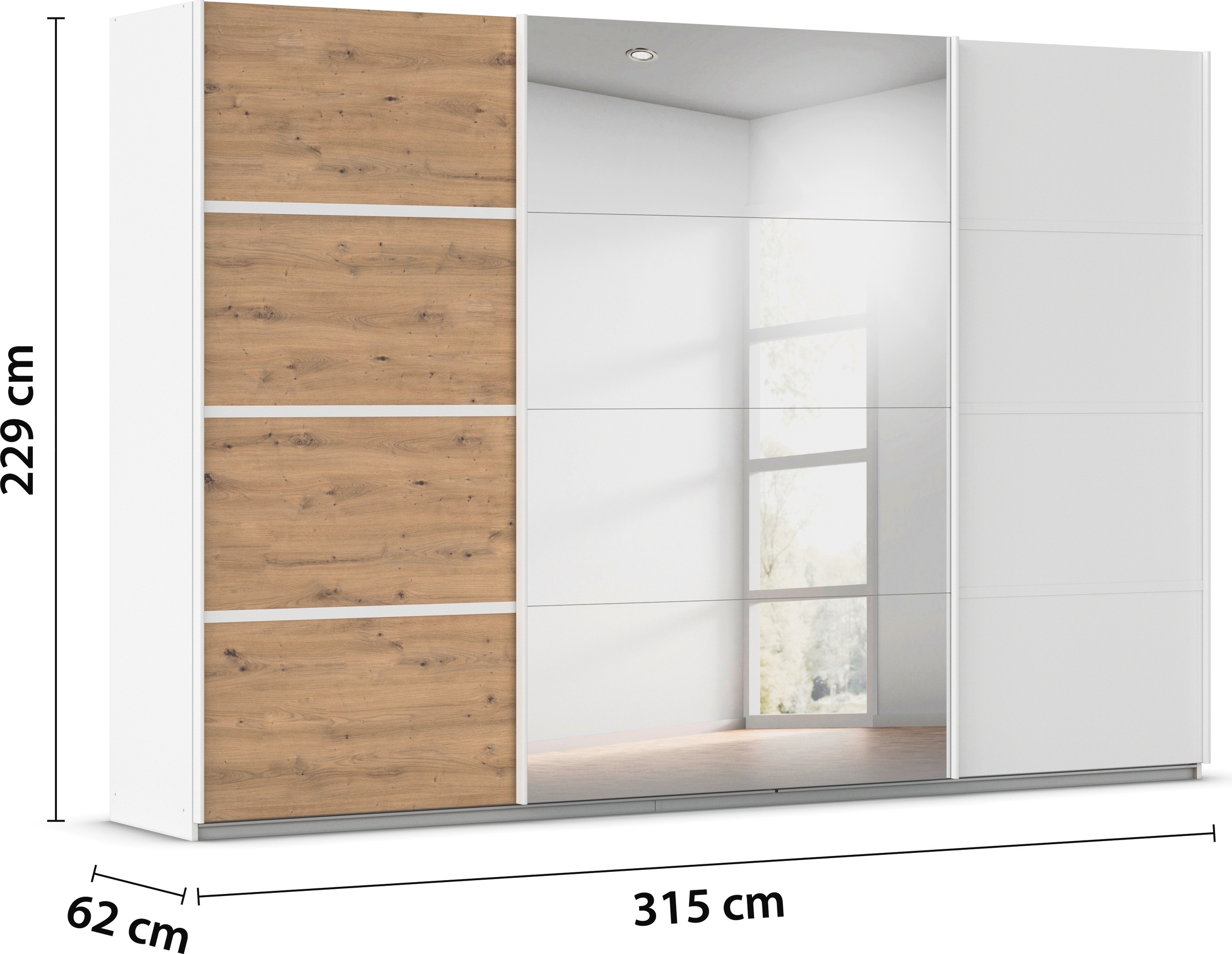 rauch Kleiderschrank »Schwebetürenschrank Garderobe Schrank TOP ANGEBOT Avola«, (in 3 verschiedenen Ausstattungen BASIC/CLASSIC/PREMIUM inkl. Spiegel), mit eleganten Zierleisten in Chrom, Schwarz oder Weiß MADE IN GERMANY