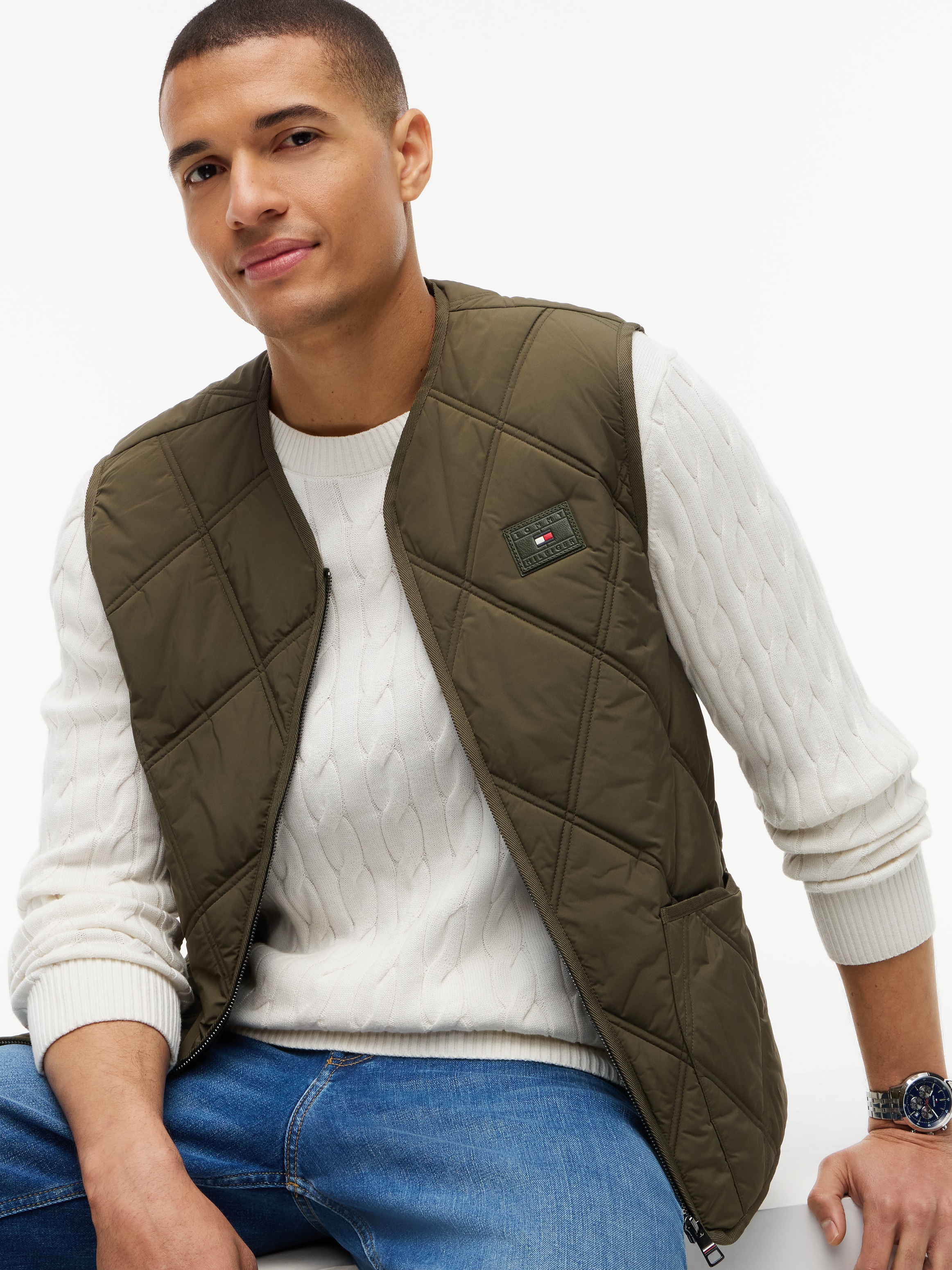 Tommy Hilfiger Steppweste »DIAMOND QUILT« mit Rautensteppung und Reißverschluss