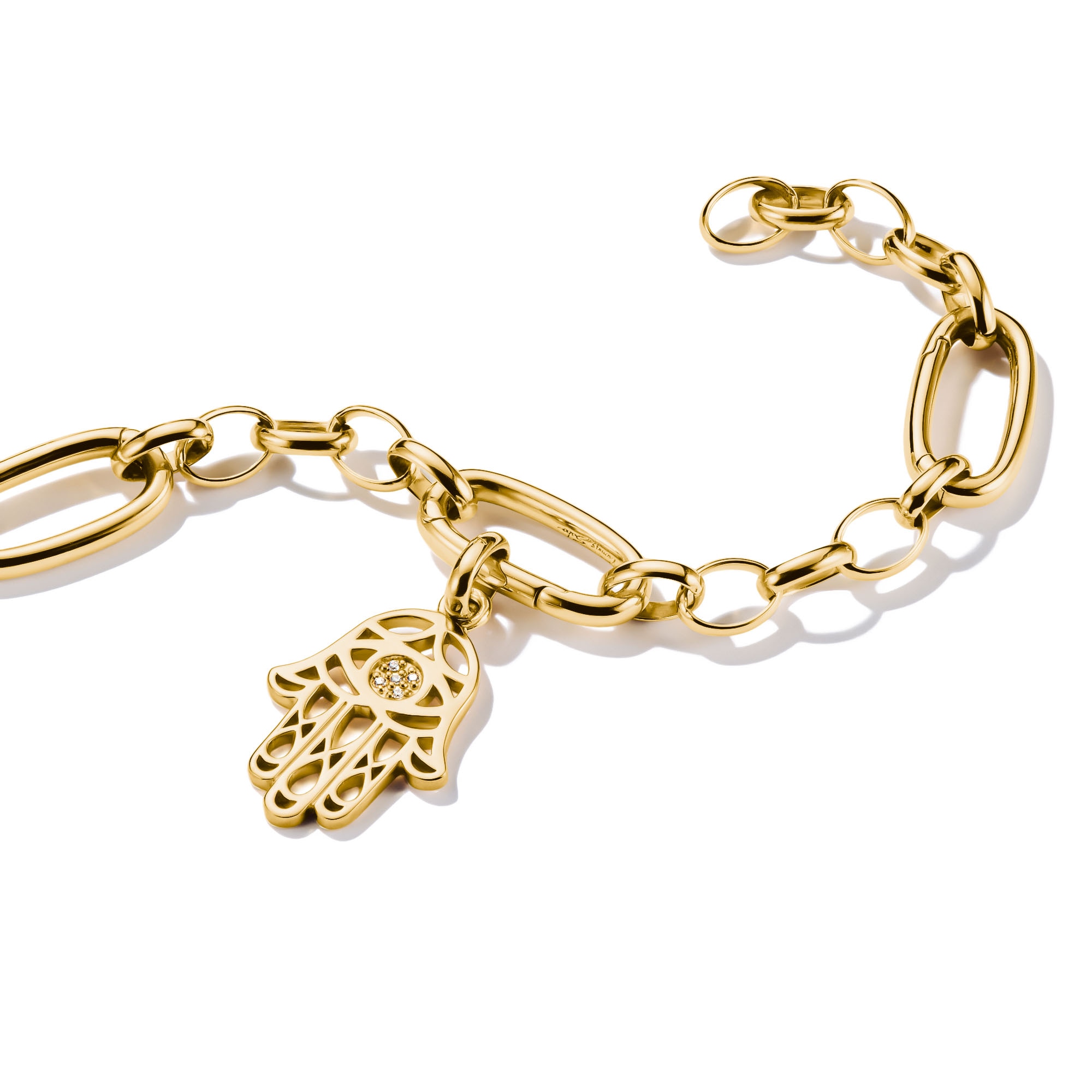 THOMAS SABO Charm-Einhänger »Charm Hamsa des Glücks vergoldet - Connect« mit Zirkonia (synth.)