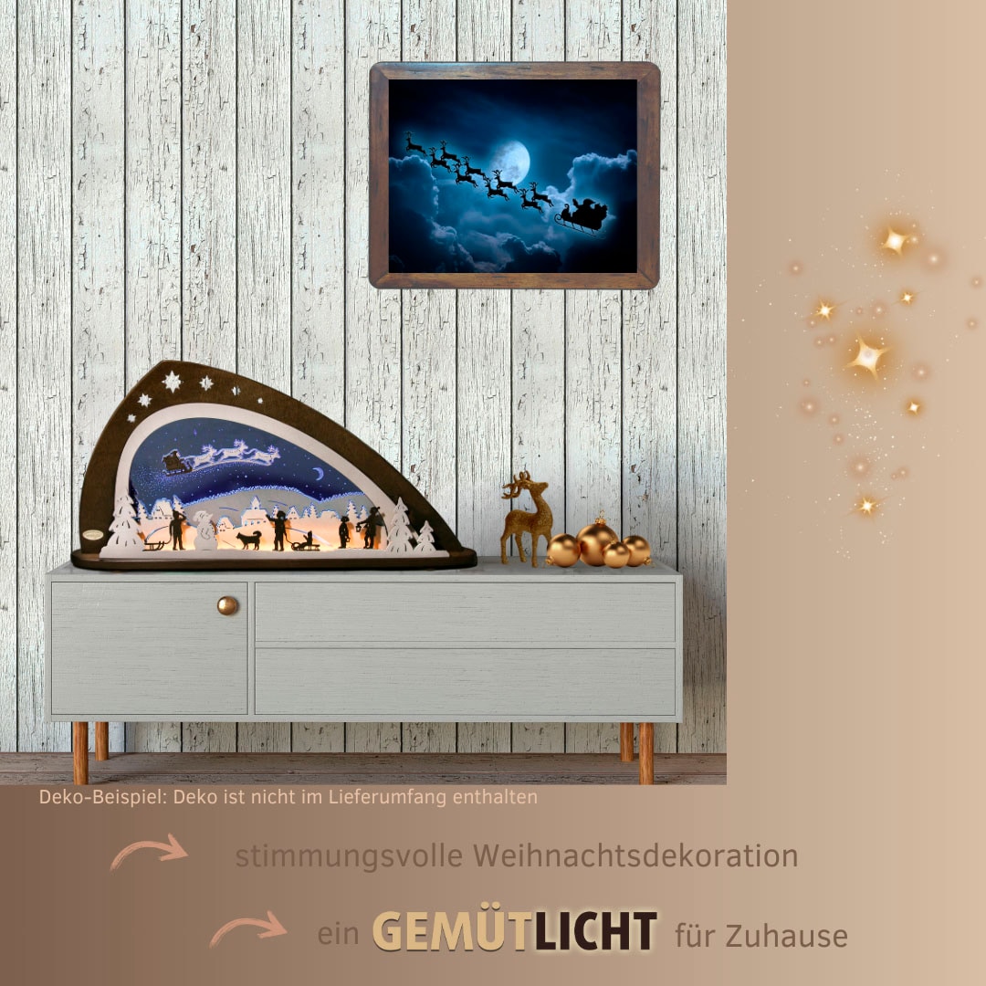 Weigla Lichterbogen »LED Santa Claus, Schwibbogen aus Holz & Acrylglas, Made in Germany« 1 Stk. Erzgebirge garantiert, Weihnachtsdeko Innen, Weihnachtsbeleuchtung