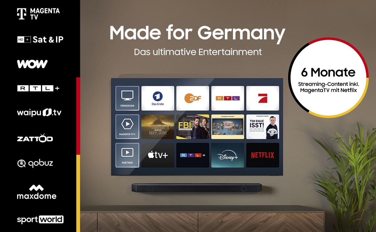 Samsung QLED Mini LED-Fernseher »GQ65QN95DAT«, 4K Ultra HD, Smart-TV, Neural Quantum 4K AI Gen2 Prozessor, Mini LED, bis zu 144Hz