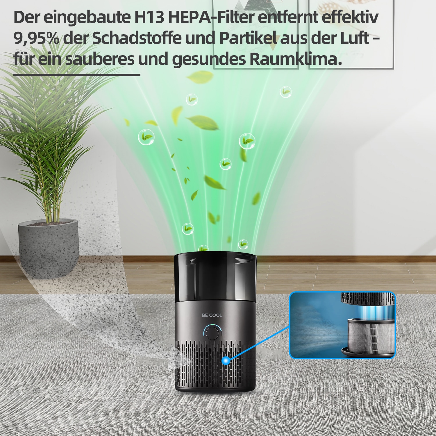 be cool Luftbefeuchter »Luftbefeuchter-/reiniger BCLB2402B«, 3,8 l Wassertank, Luftreinigungsfunktion mit HEPA-Filter, Aromafunktion