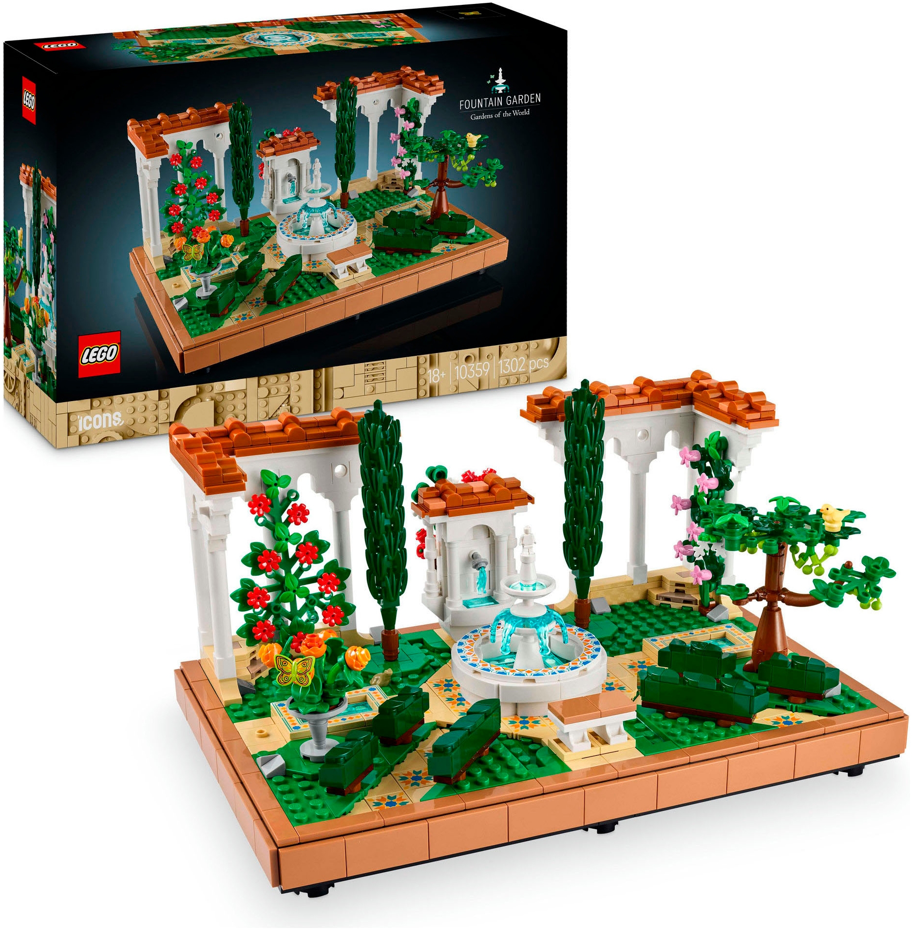 Konstruktionsspielsteine »Springbrunnengarten (10359), LEGO Icons«, (1302 St.), Made...