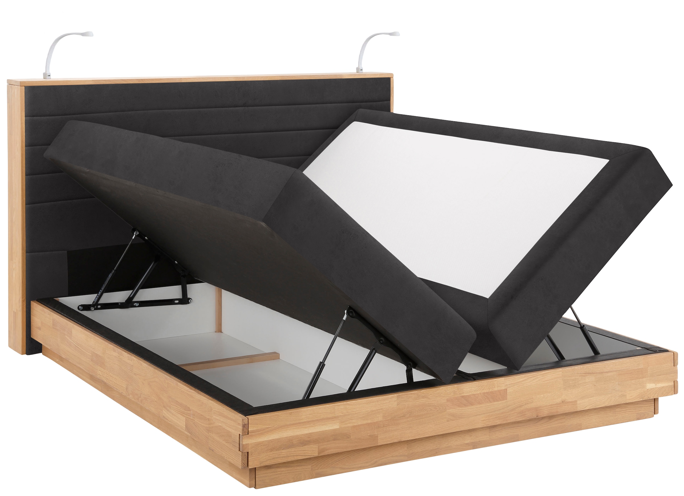 Home affaire Boxspringbett »Cavan«, Eiche, inkl. Bettkasten & Topper, verschiedene Härtegrade (auch H4)