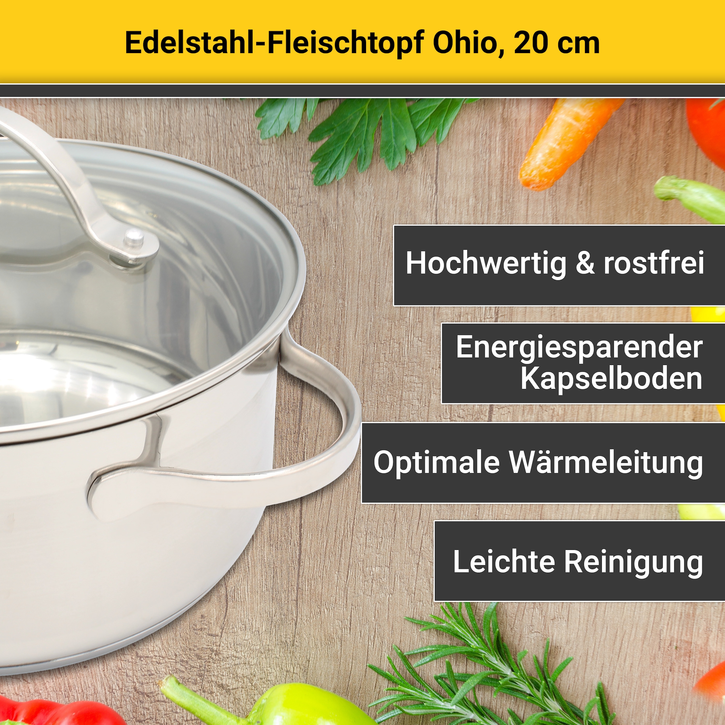 Krüger Fleischtopf »Ohio«, Edelstahl, (1 tlg.), für Induktions-Kochfelder geeignet