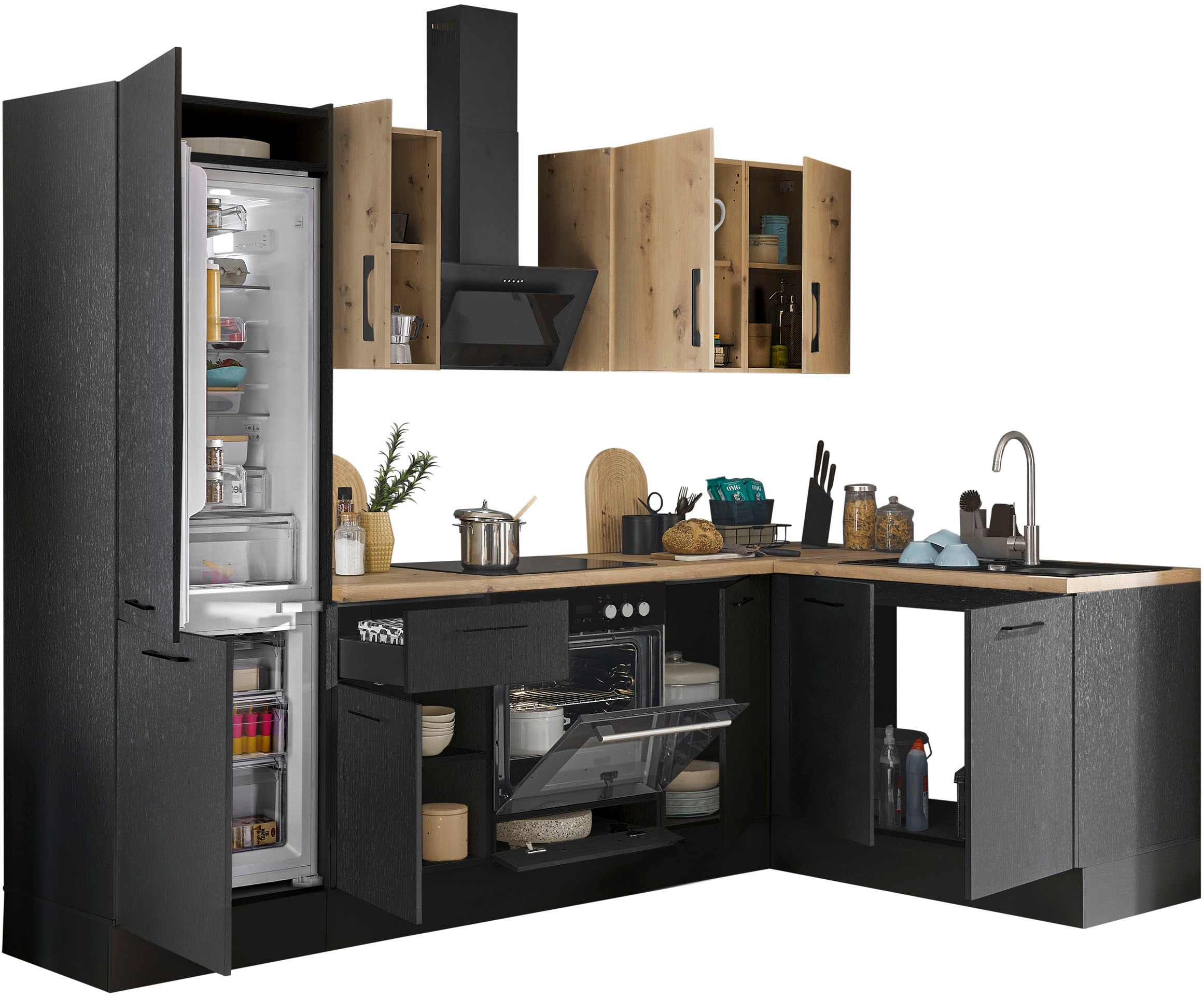 BASIC by Balculina Winkelküche, Breite 270 cm, wahlweise mit E-Geräten