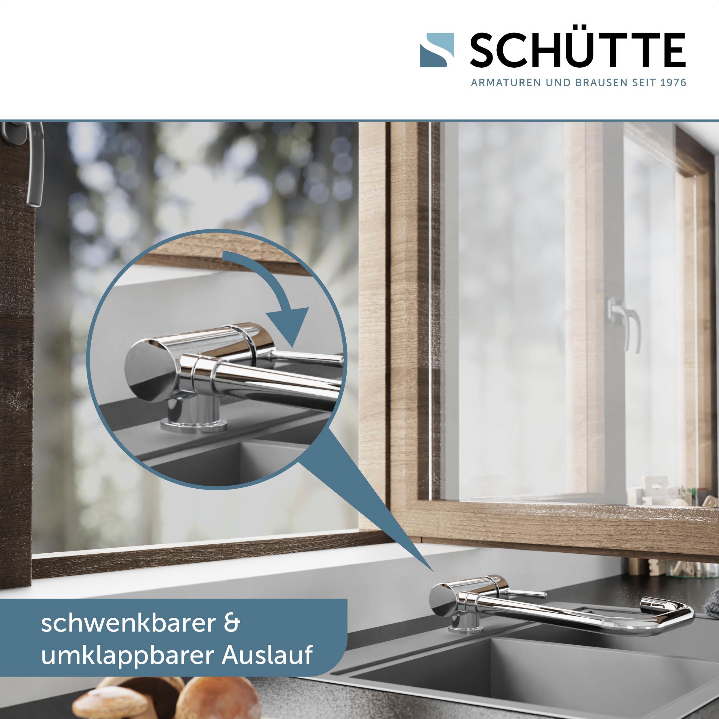 Schütte Spültischarmatur »WINDOW« Wasserhahn Unterfenstermontage, 360° schwenkbar, energiesparend