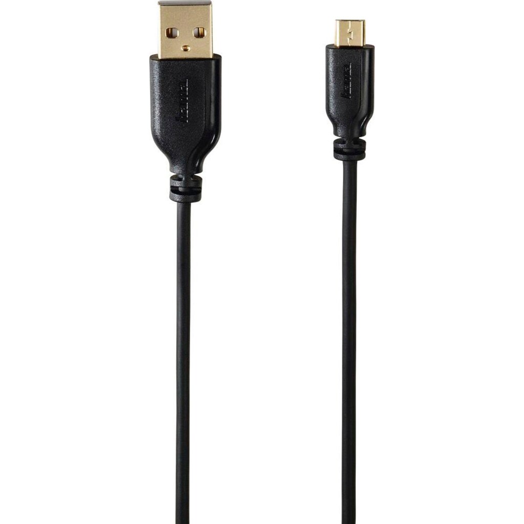 Hama USB-Kabel »Micro-USB-Kabel, vergoldet, verdrehsicher, Schwarz, 0,75 m USB-Kabel«, Micro-USB-USB Micro-B-USB Typ A, 750 cm