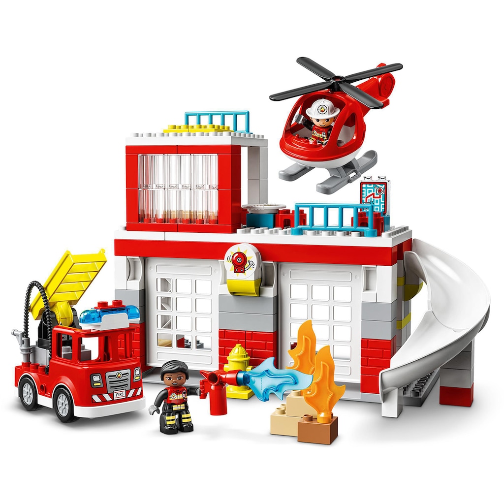 LEGO® Konstruktionsspielsteine »Feuerwehrwache mit Hubschrauber (10970), LEGO® DUPLO«, (117 St.)