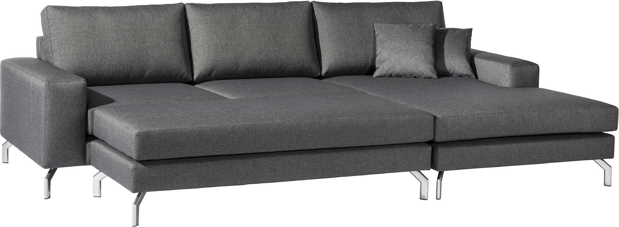 Max Winzer® Ecksofa »Flori guter Sitzkomfort, aktuelles Design, eleganter Chromfuß«, mit Longchair links oder rechts, inklusive Zierkissen