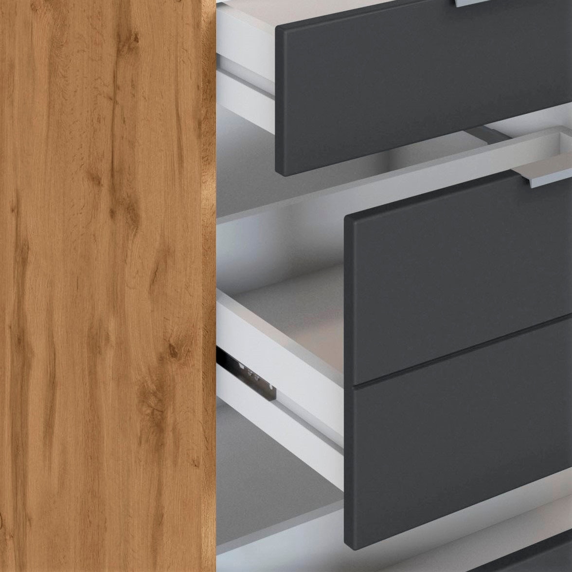 KOCHSTATION Unterschrank »KS-Luhe« 180 cm breit, für viel Stauraum, MDF-Fronten mit waagerechter Lisene