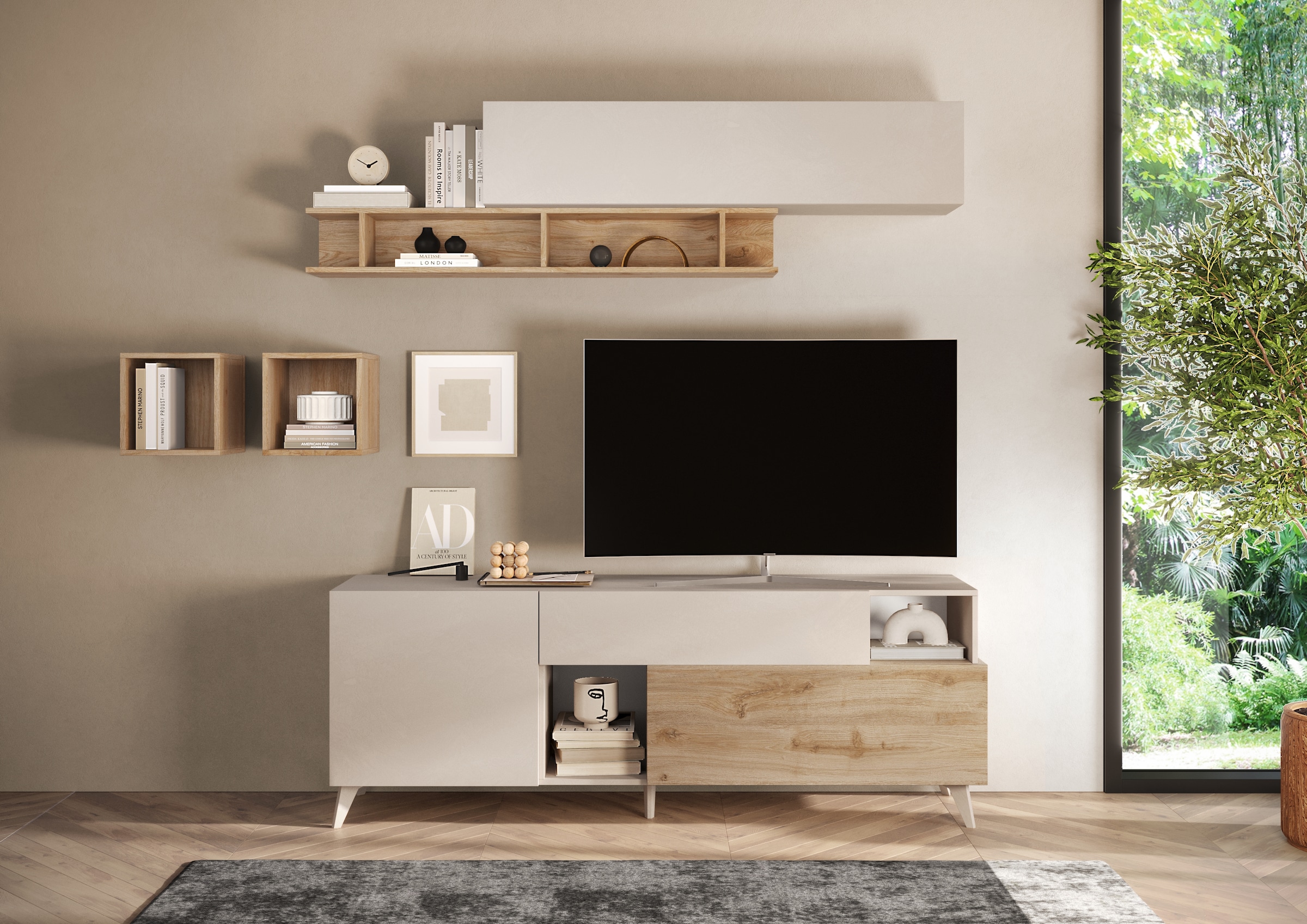 Home affaire Lowboard »Monaco in Breite 181 cm, TV-Schrank mit Tür, Klappe und Schubkasten« Mediaboard – sanftes Schließen, edles Design, Platz für alles